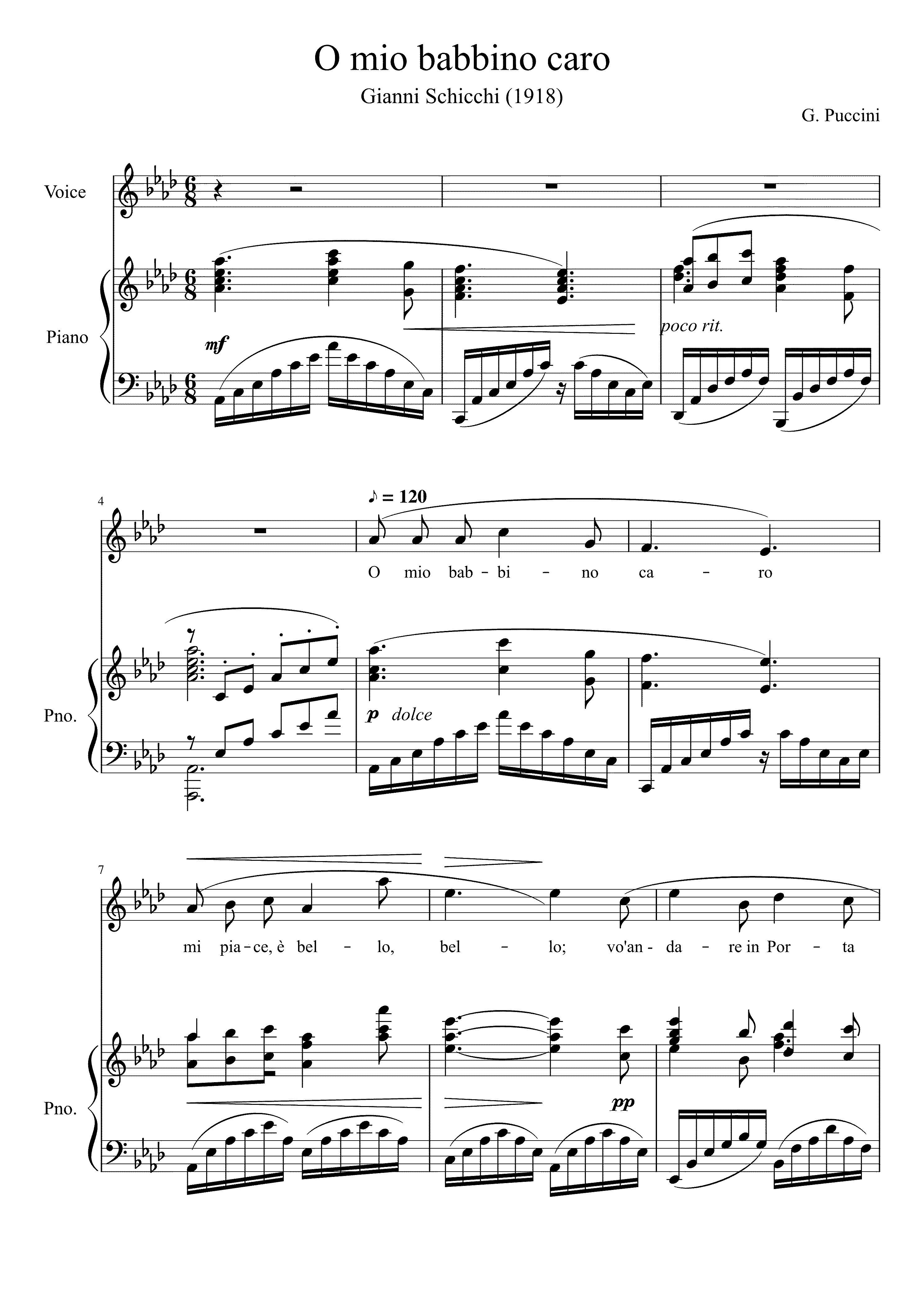 Partitura Babbino Caro
