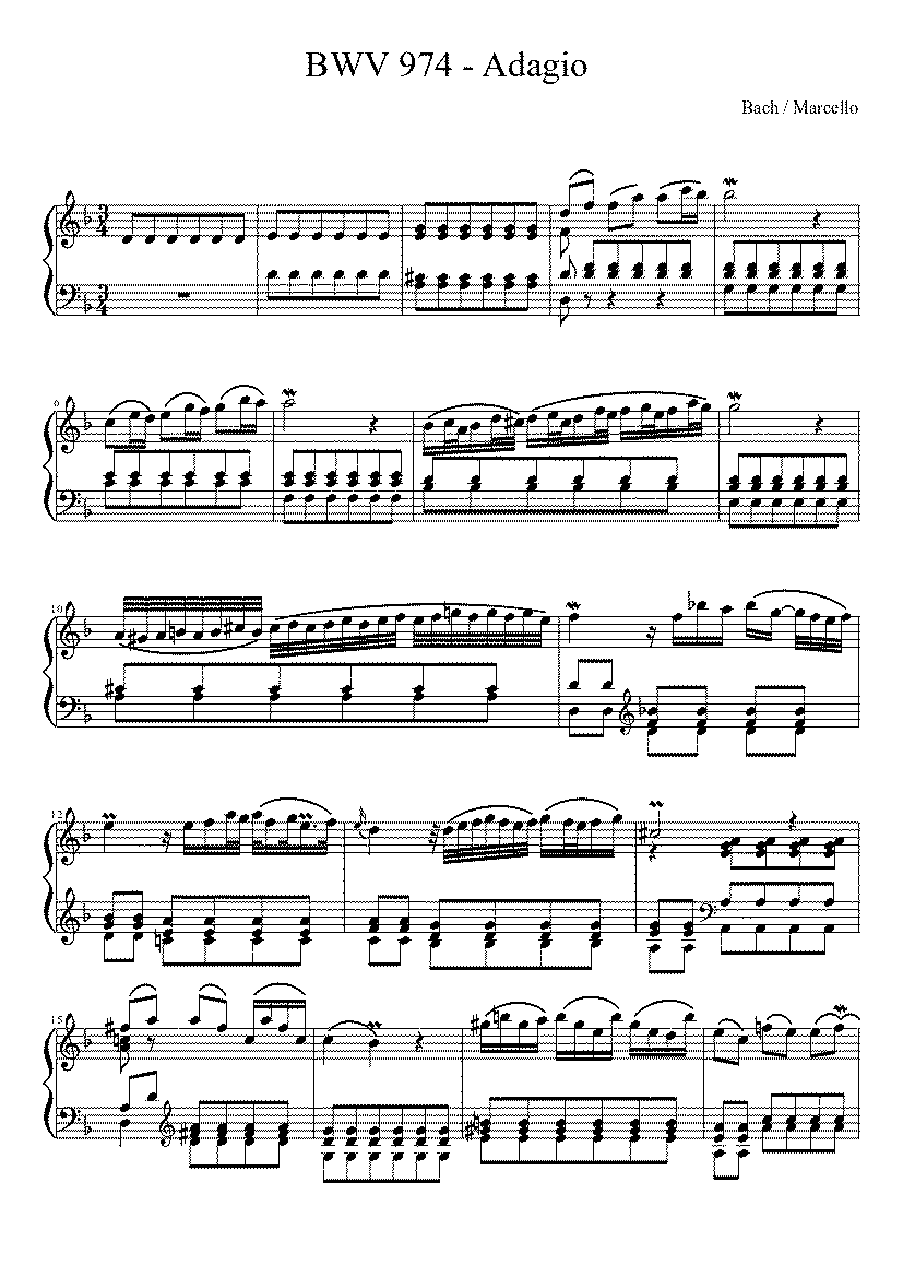 Partitura Bach Adagio Bwv 974