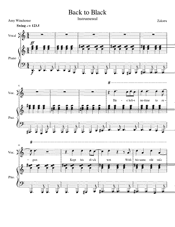 Partitura Back To Black Amy