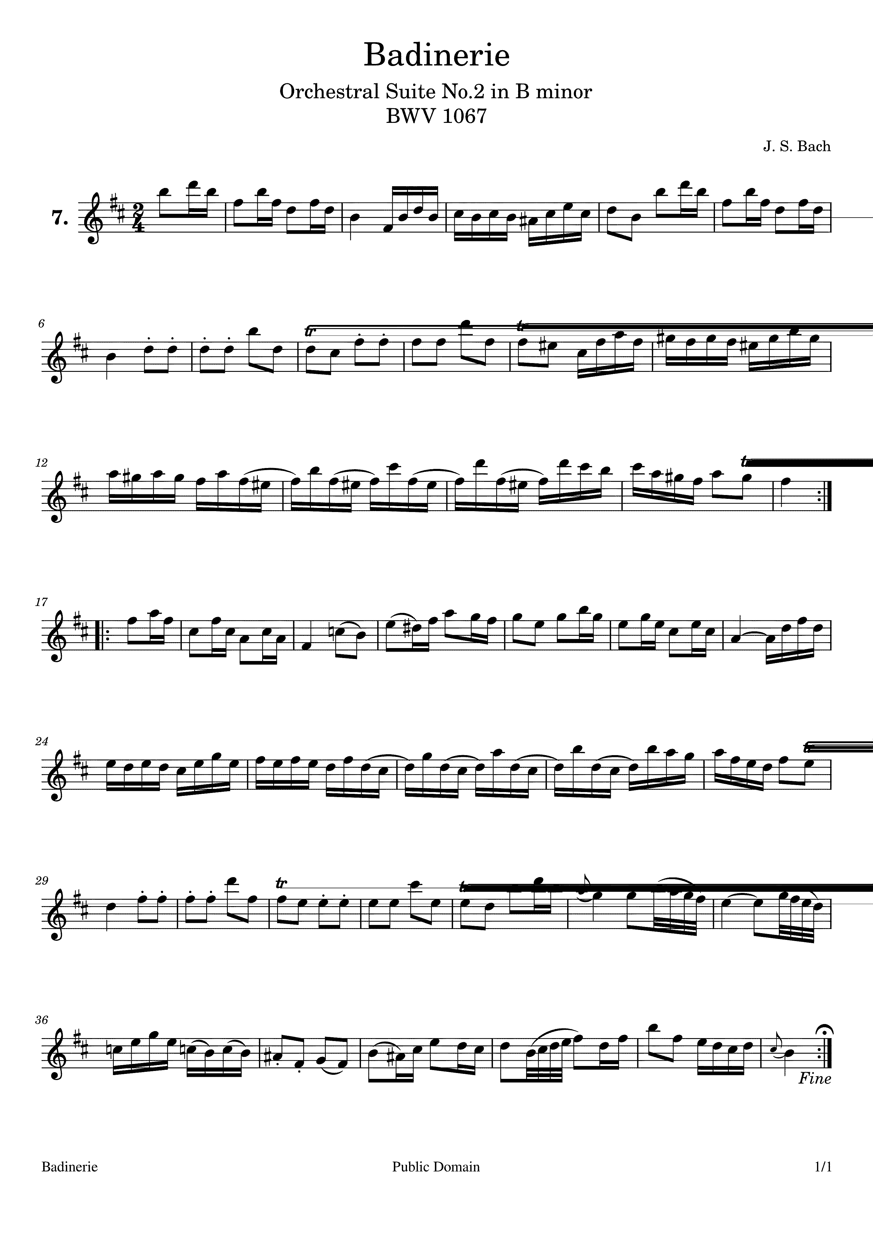 Partitura Badinerie Bach
