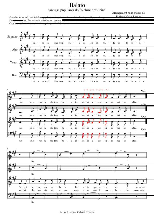 Partitura Balaio Heitor Villa Lobos