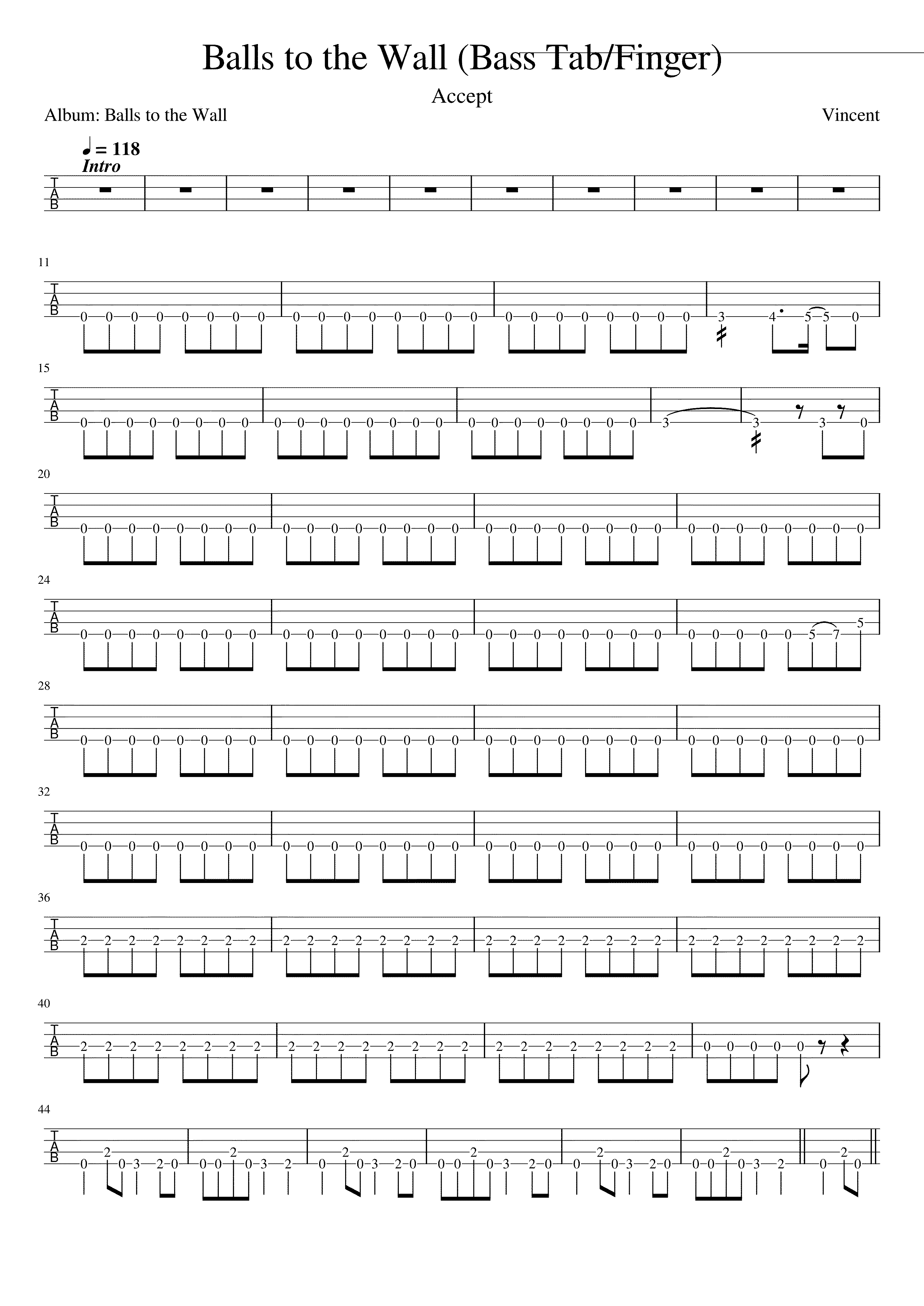 Partitura Balls To The Wall