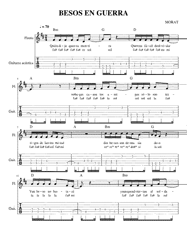 Partitura Besos de Guerra