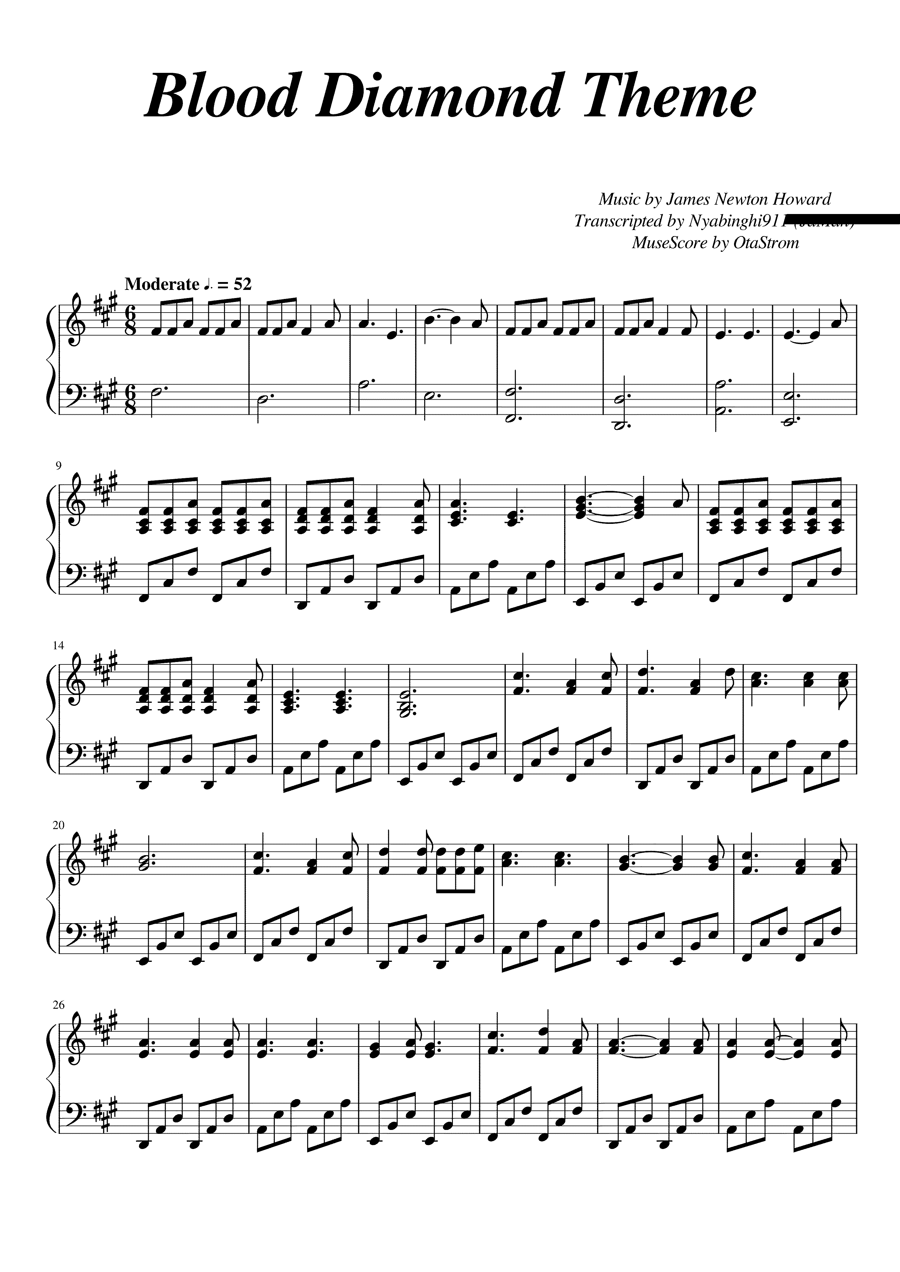 Partitura Blood Diamond