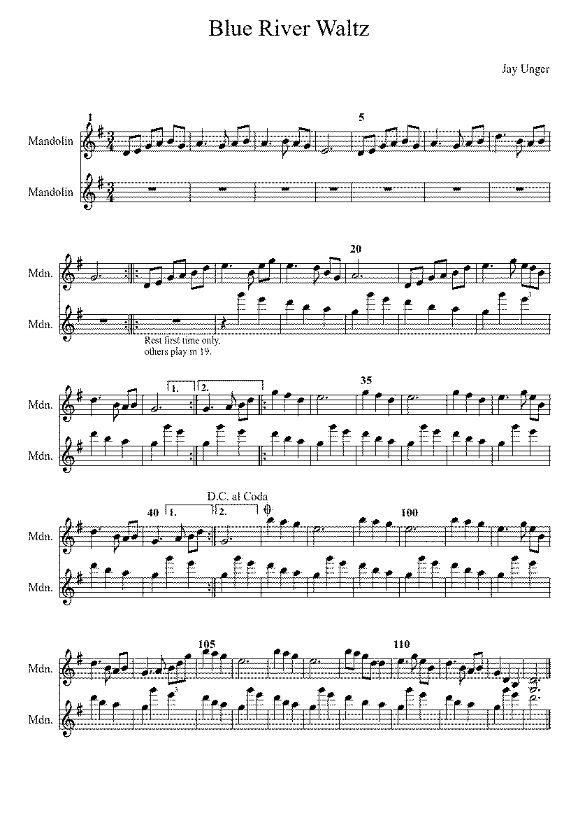 Partitura Blue River Waltz