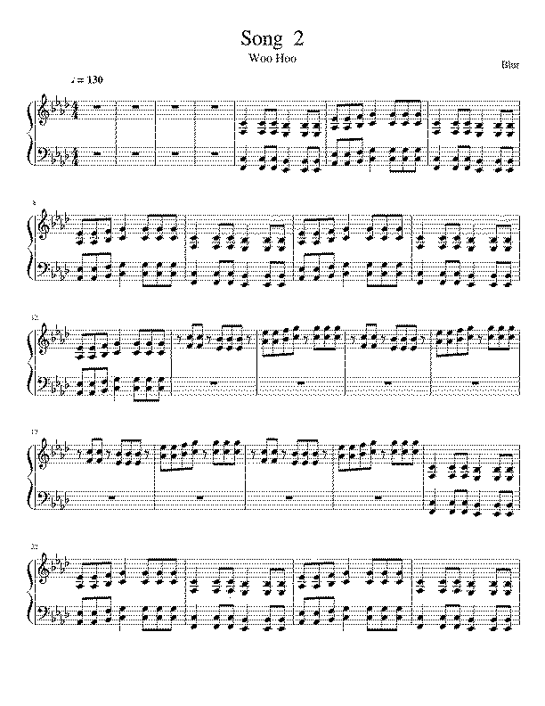 Partitura Blur Song 2