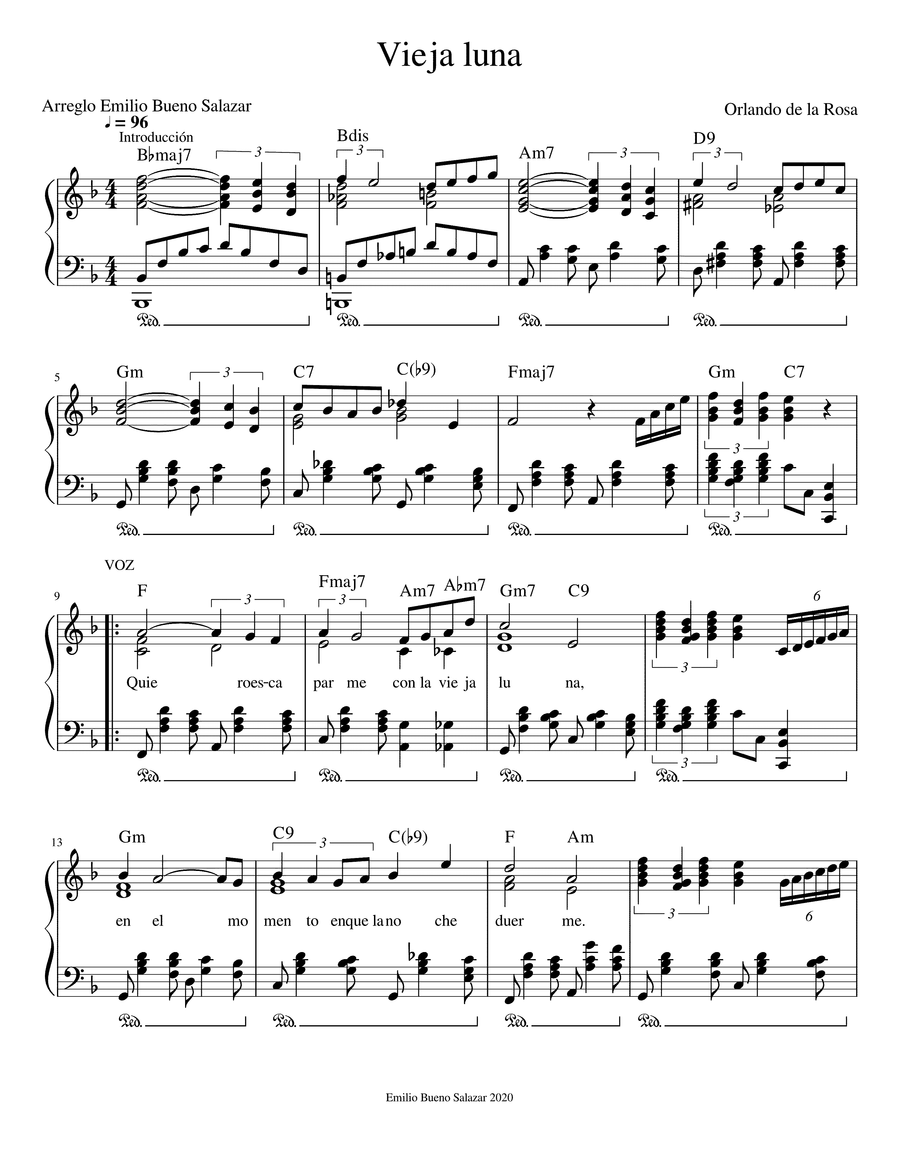 Partitura Bolero de Luna