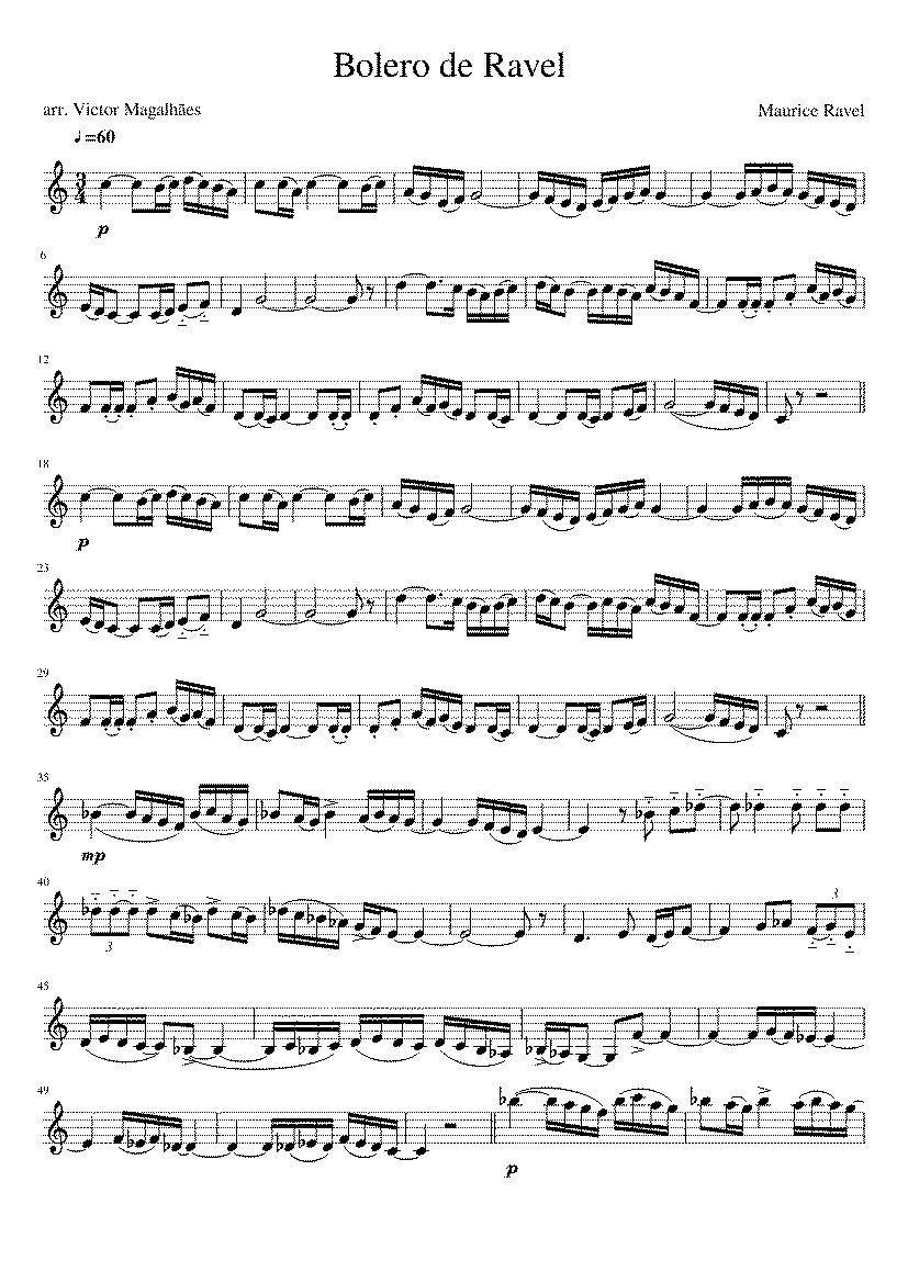 Partitura Bolero Maurice Ravel