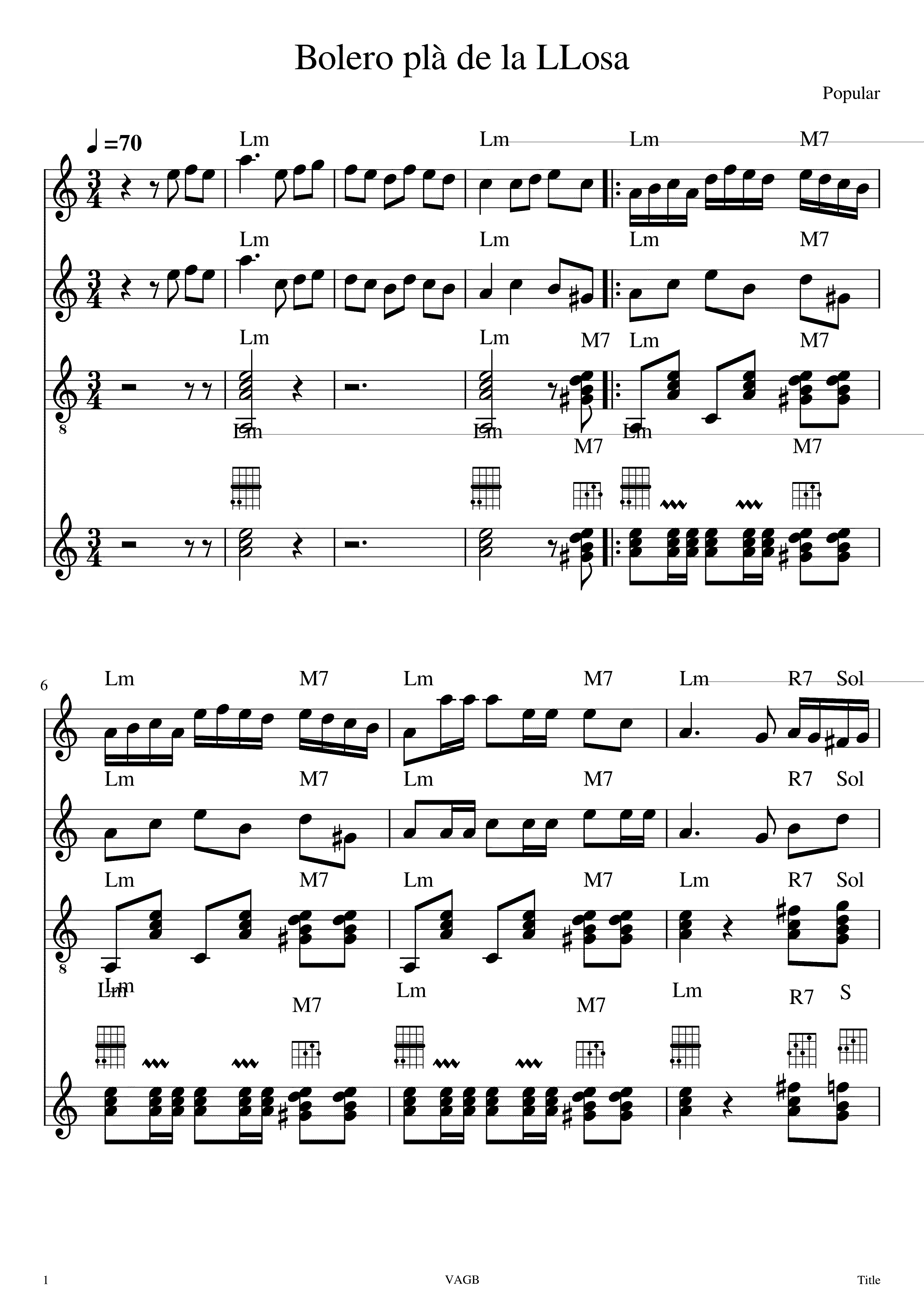 Partitura Bolero Pla