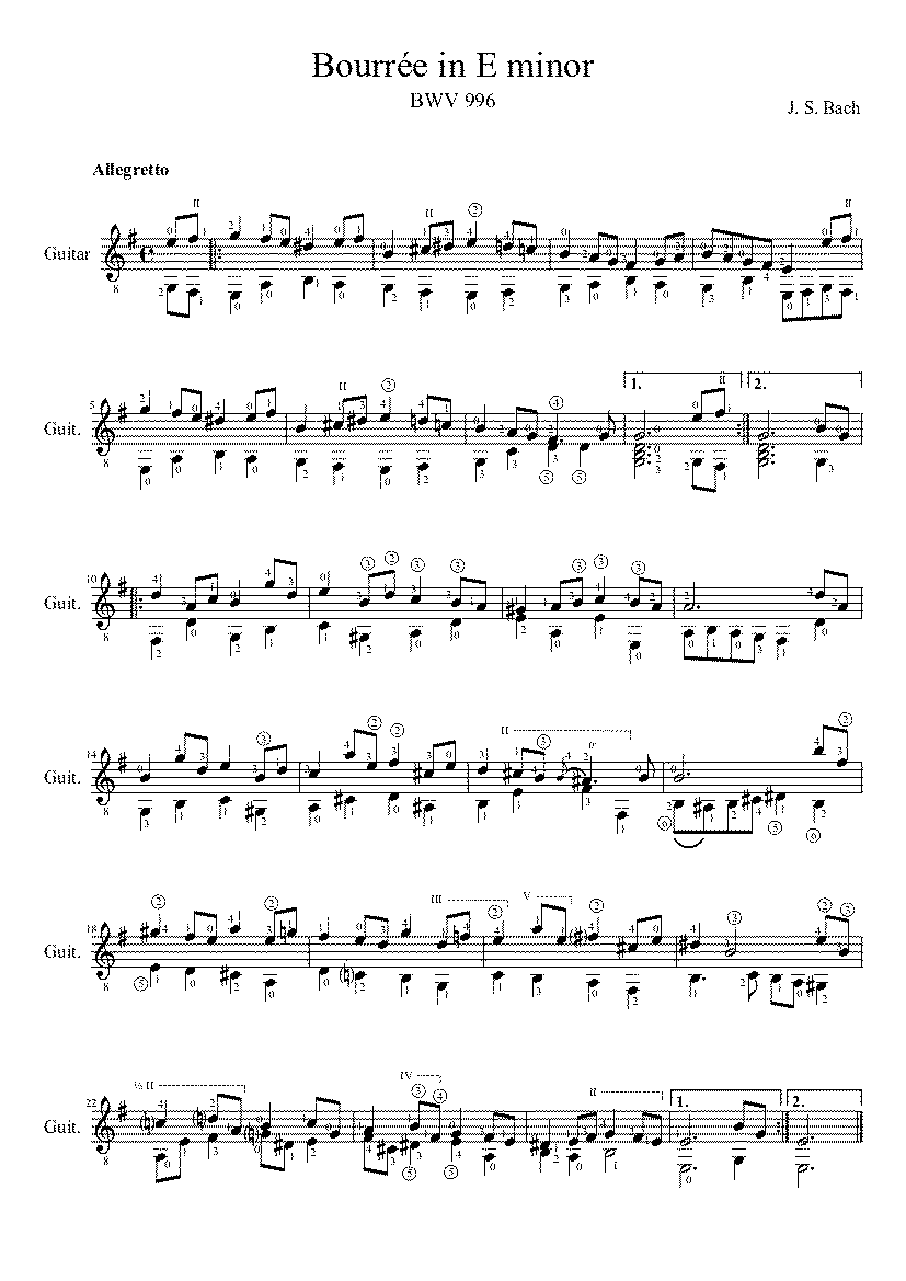 Partitura Bourree Bach