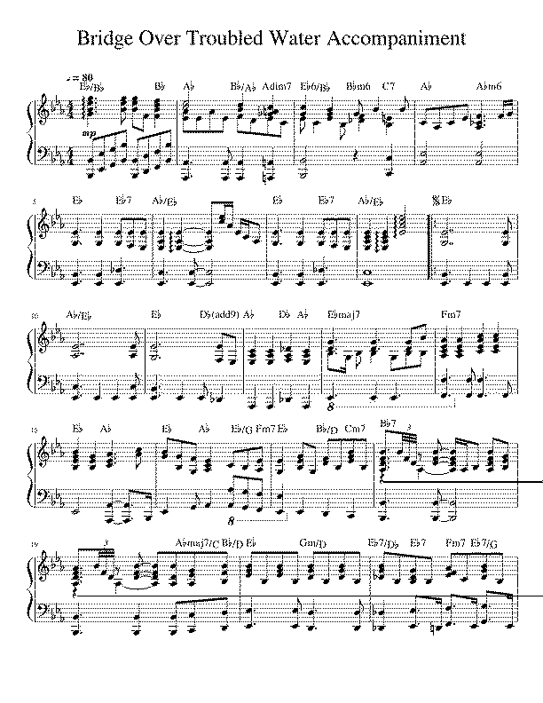 Partitura Bridge Over Troubled Water