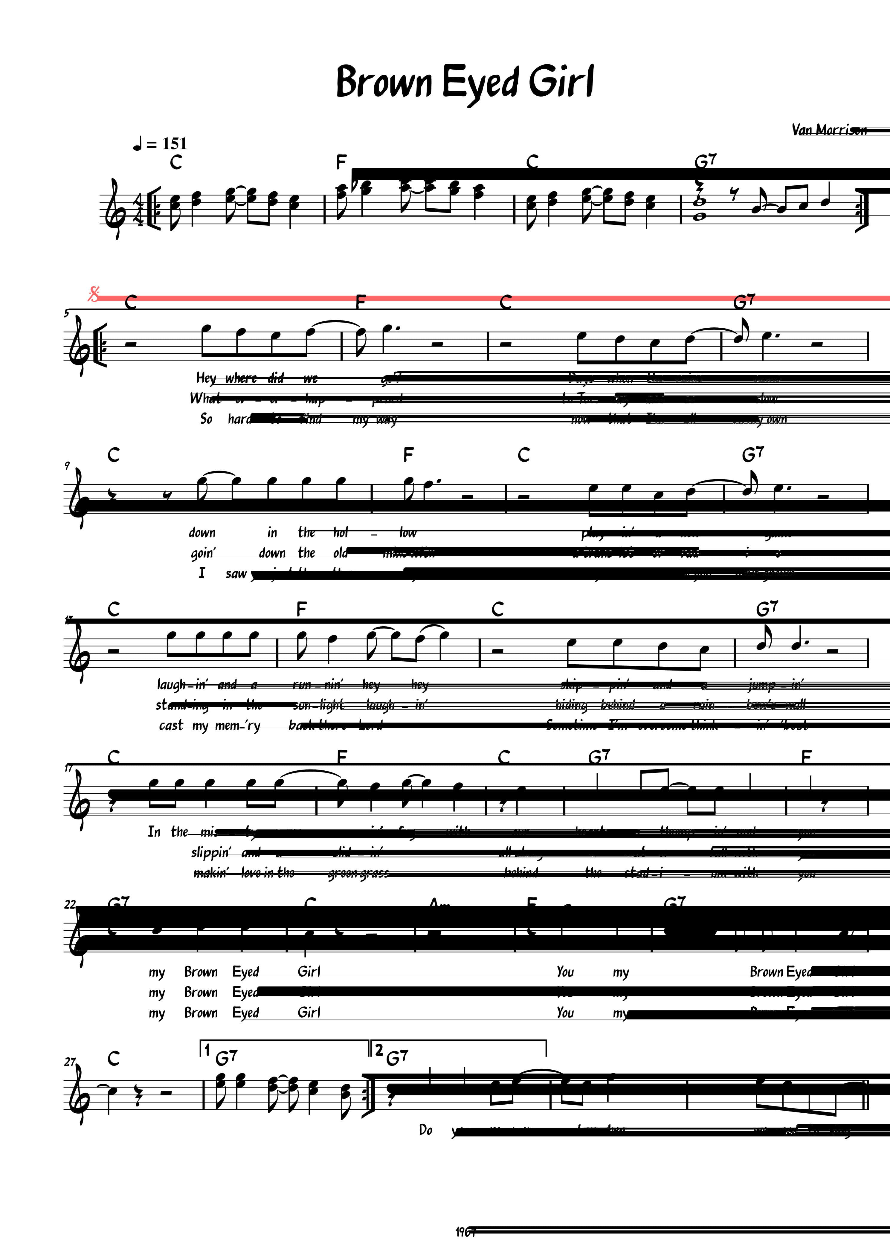 Partitura Brown Eyed Girl