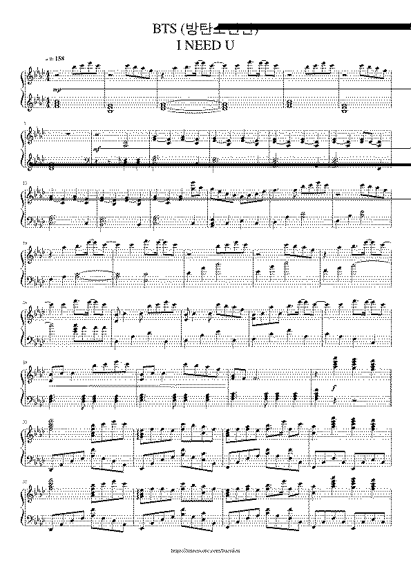 Partitura Bts I Need U
