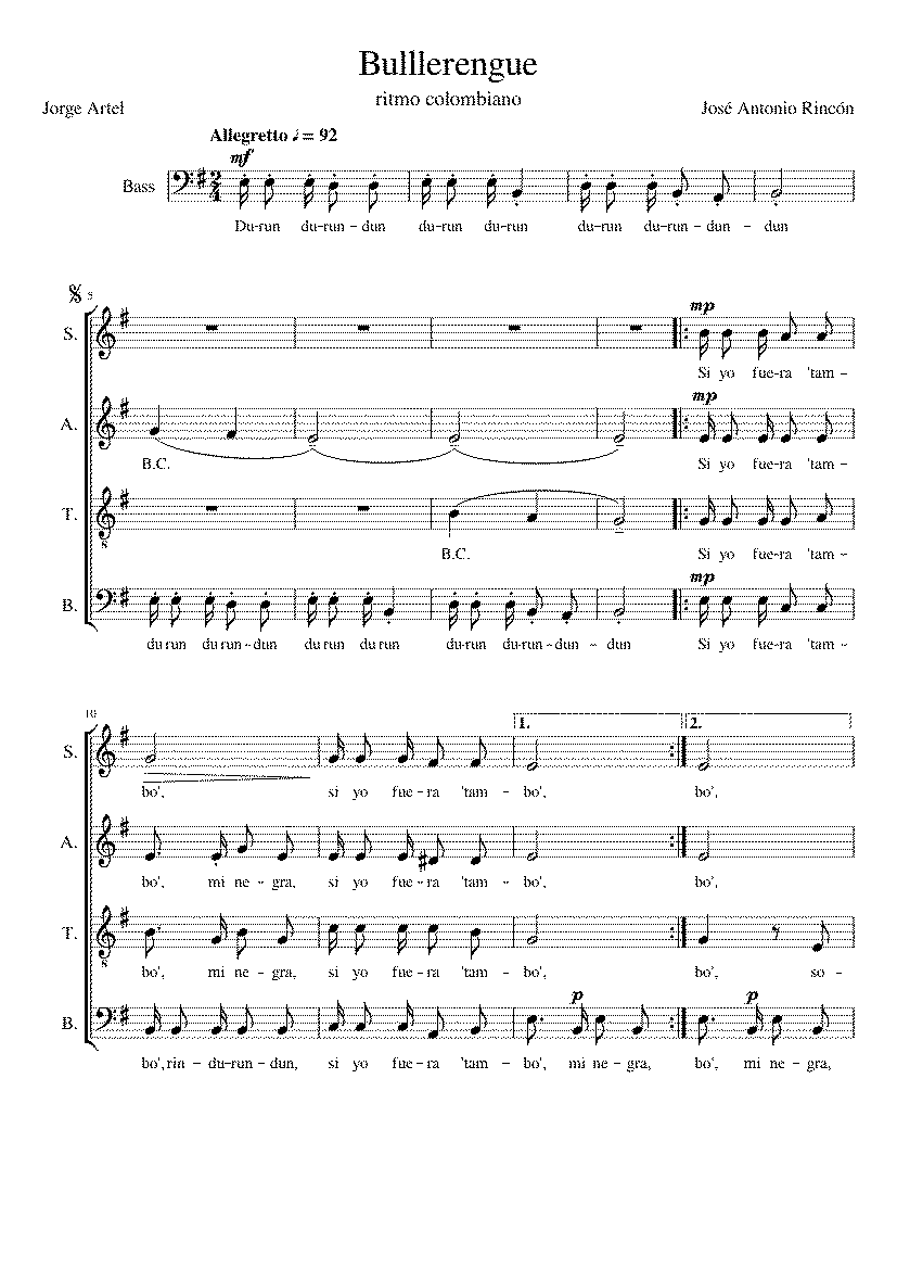 Partitura Bullerengue
