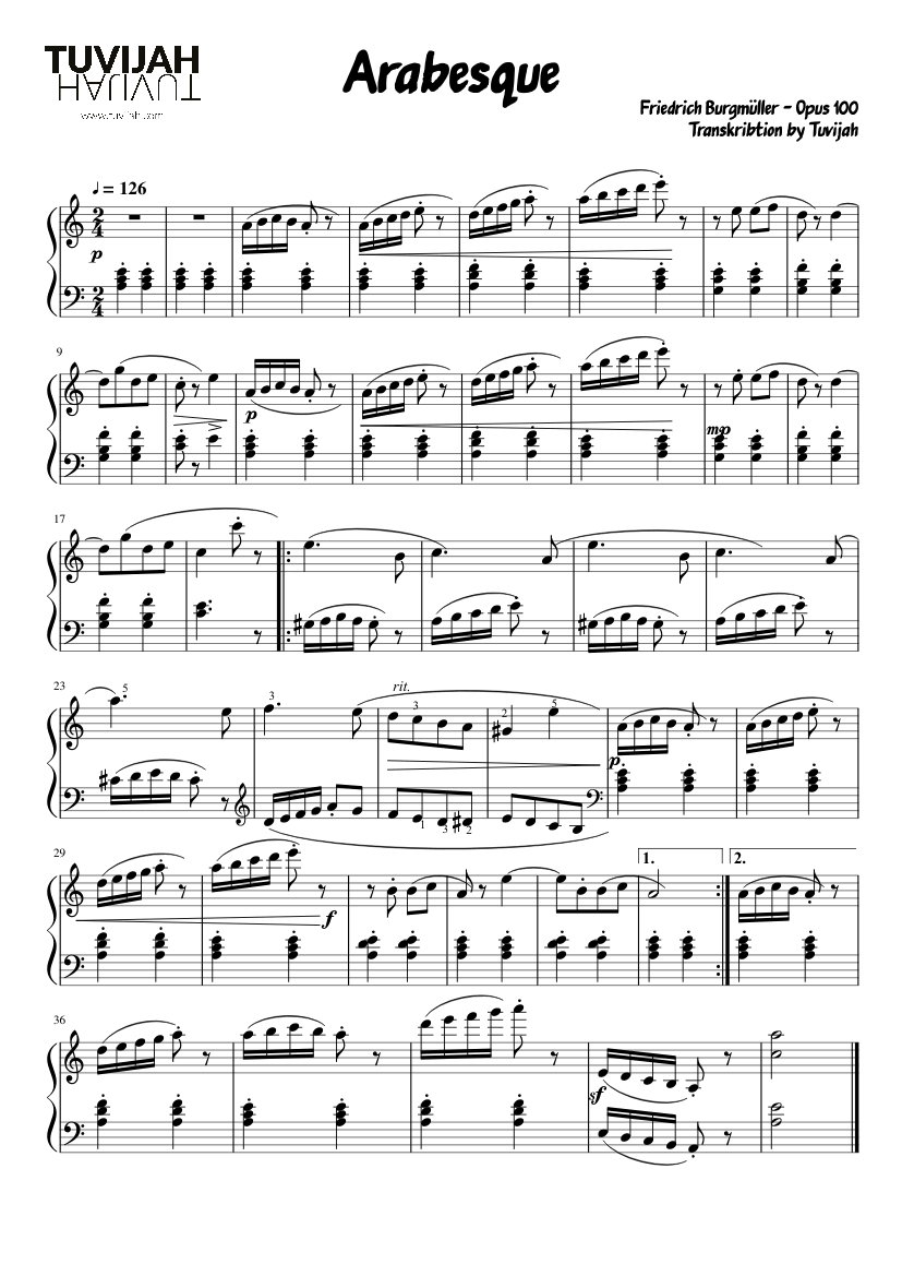 Partitura Burgmuller Op 100