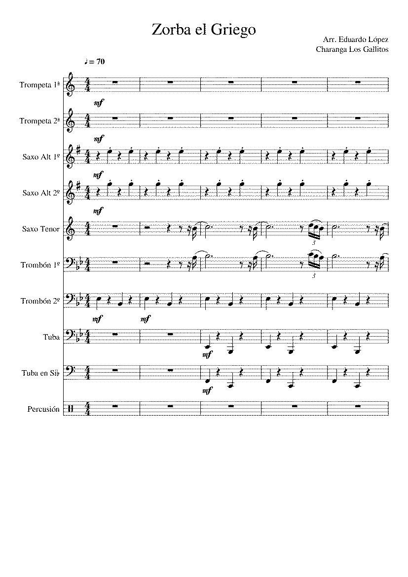 Partitura Cacho Tirao Zorba El Griego