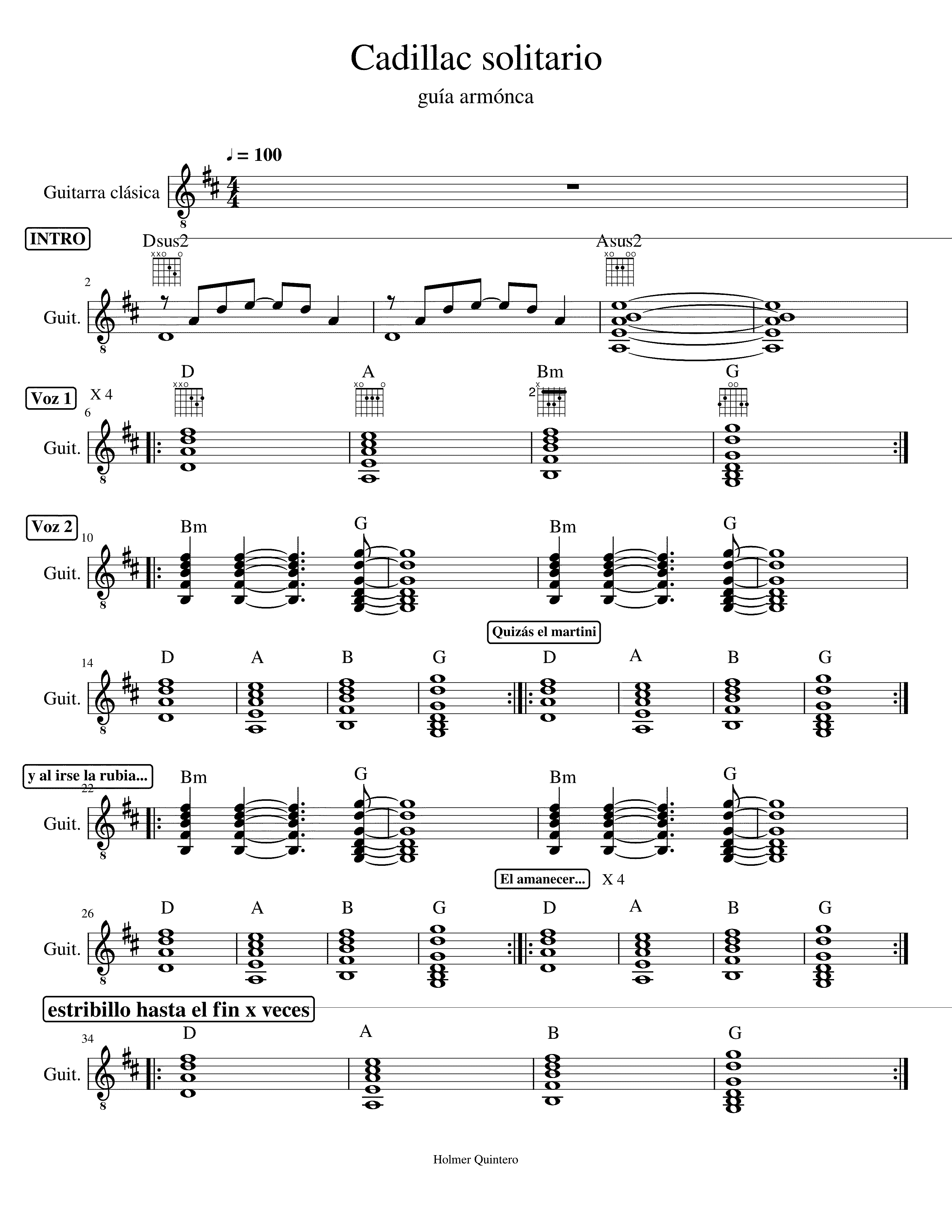 Partitura Cadillac Solitario