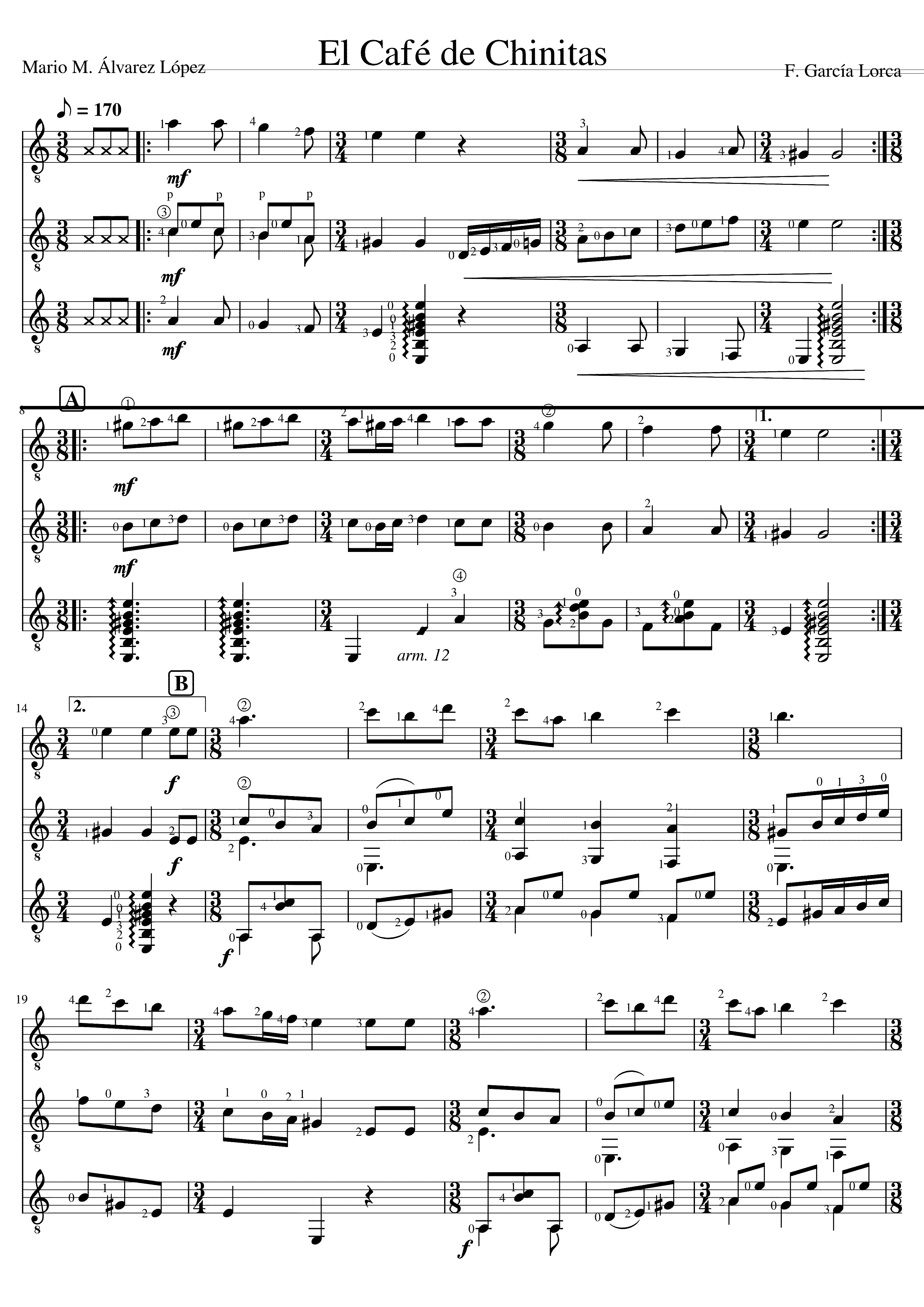 Partitura Cafe de Chinitas