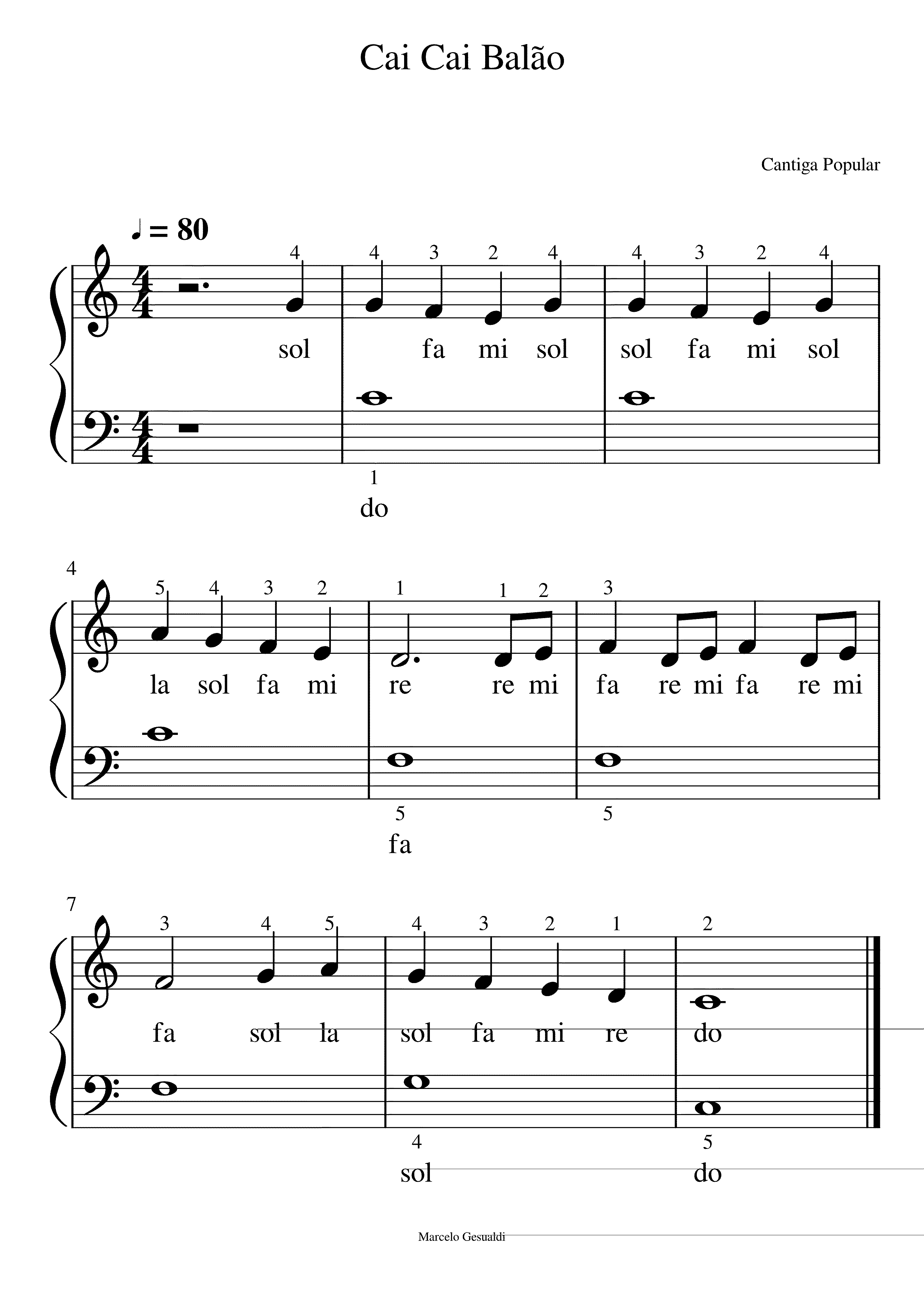 Partitura Cai