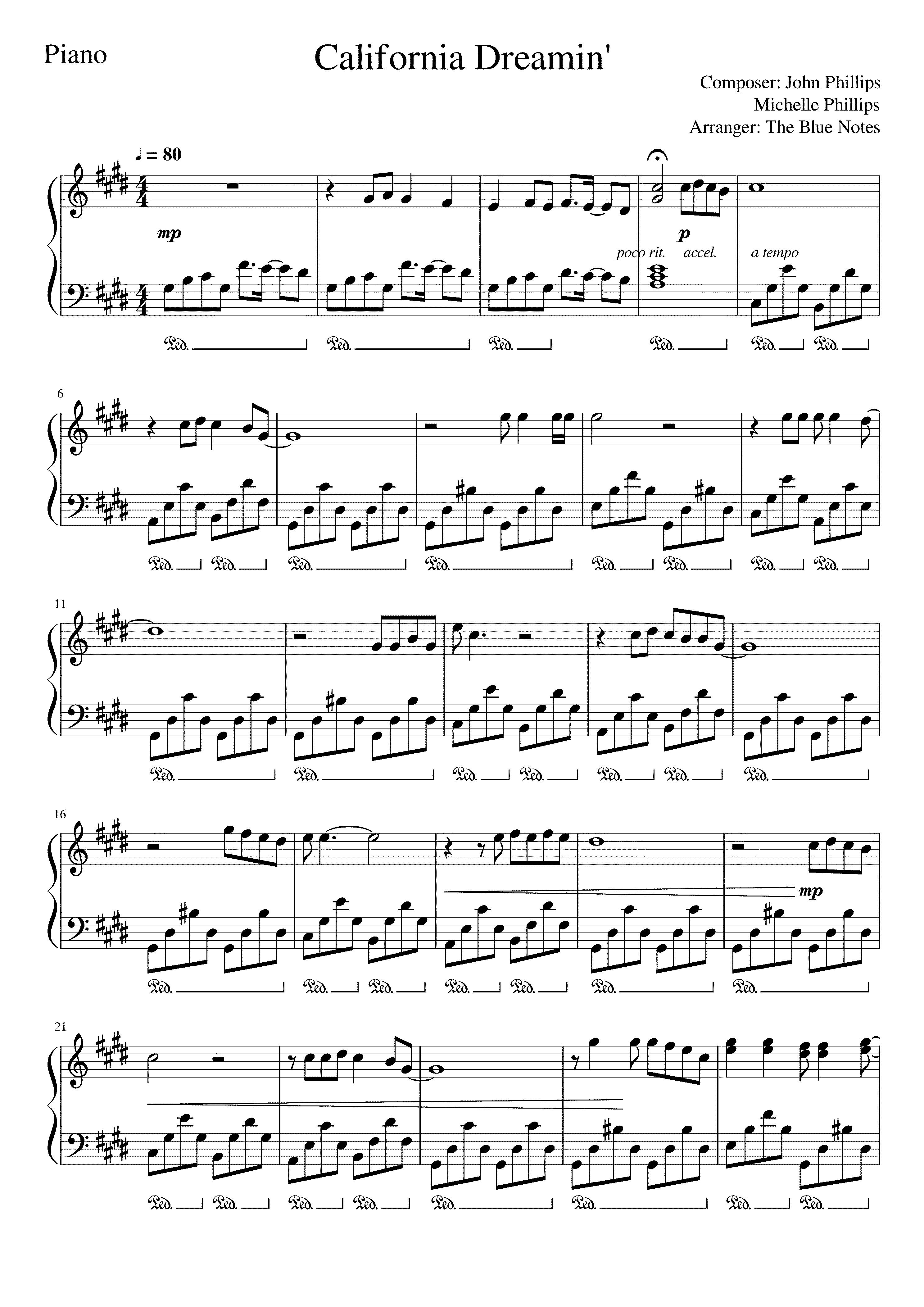 Partitura California Dreamin