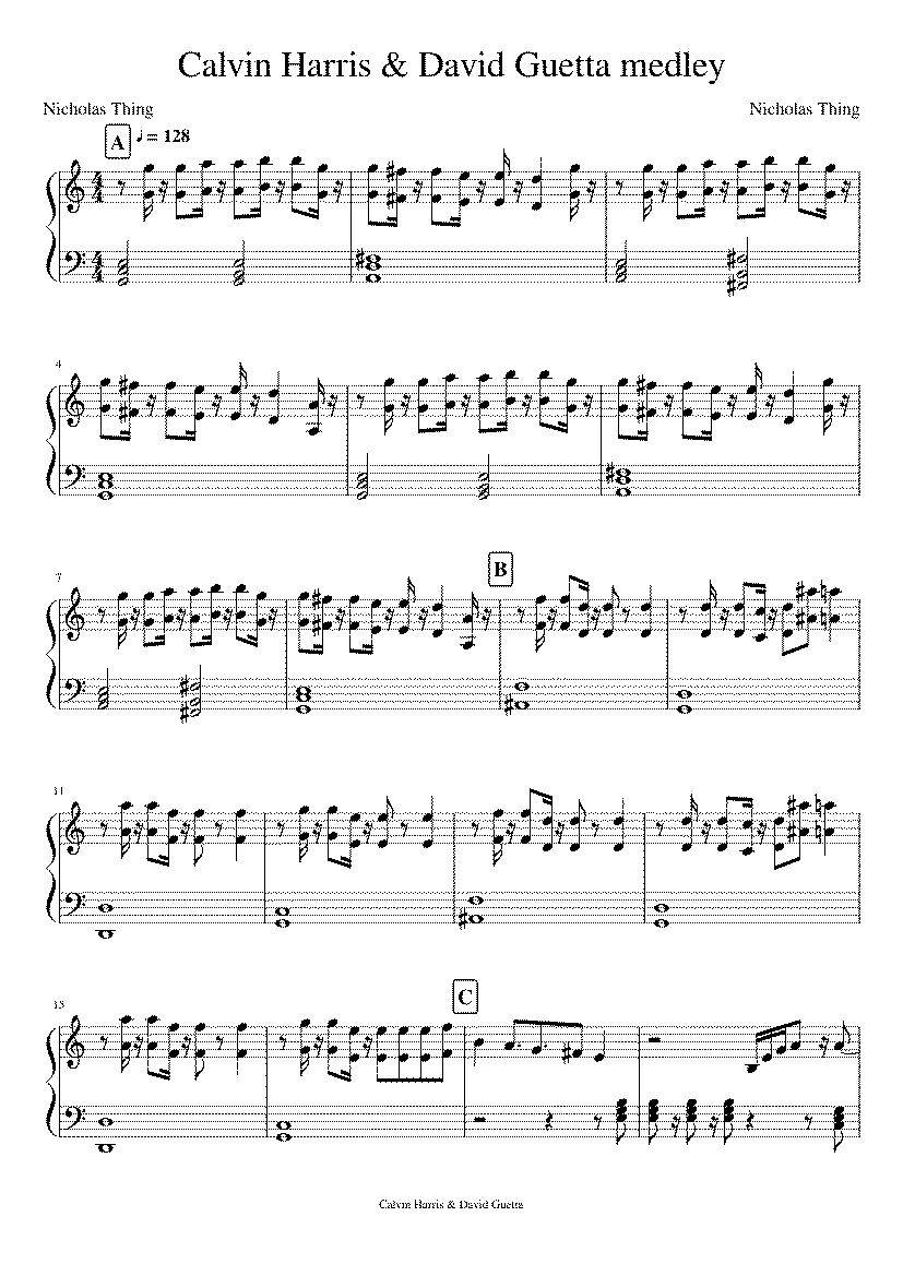 Partitura Calvin Harris Summer