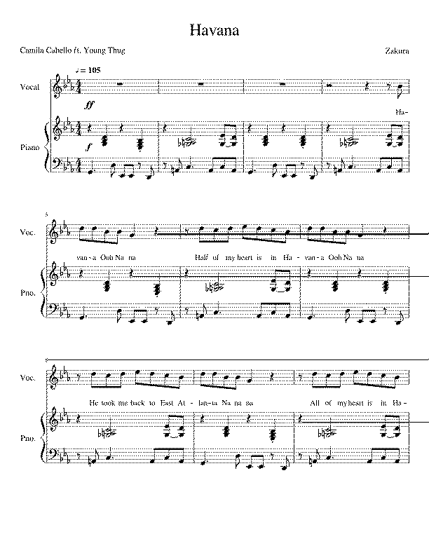Partitura Camila Cabello - Havana