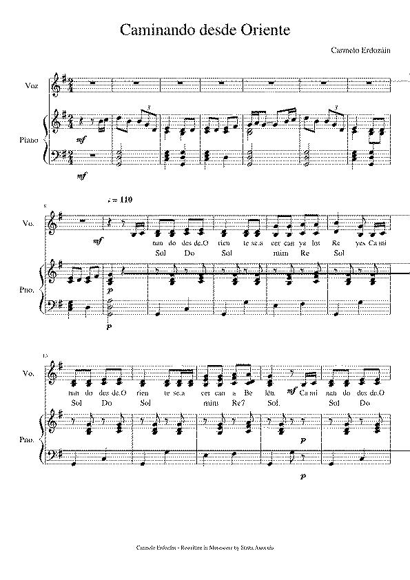 Partitura Caminando Desde Oriente