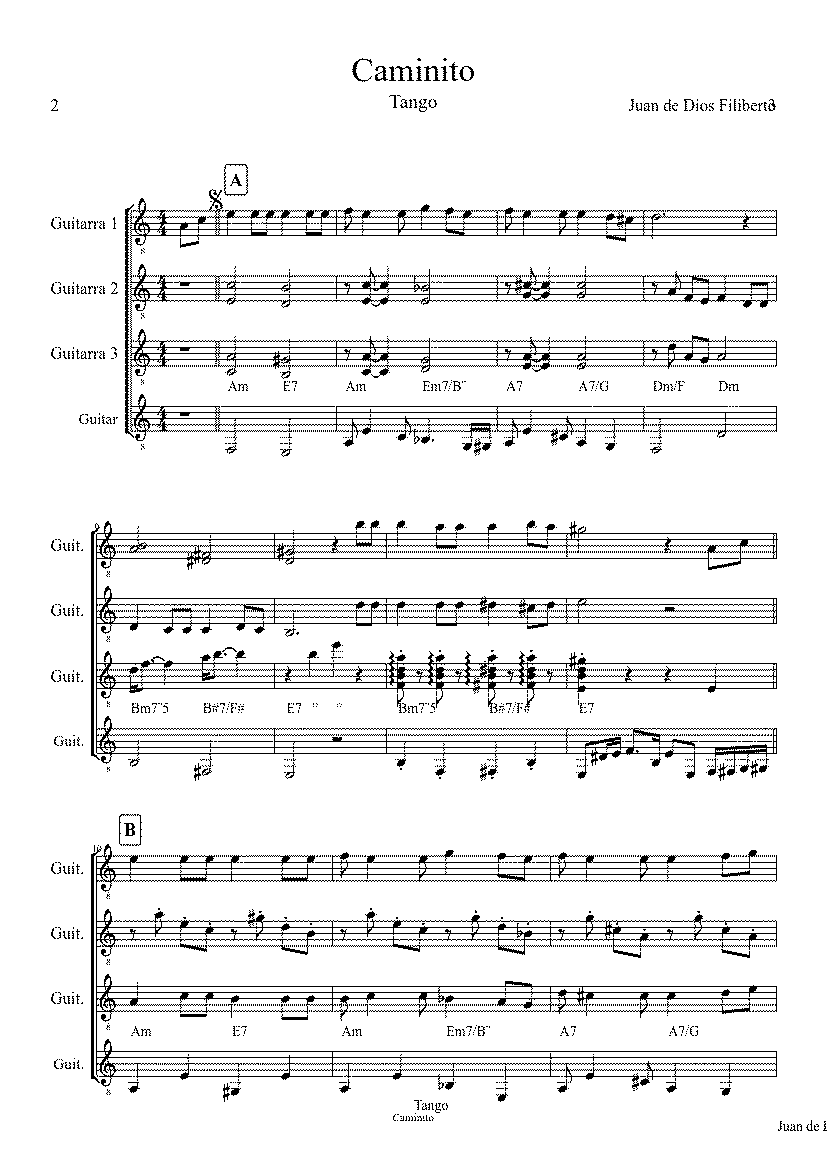 Partitura Caminito Gardel