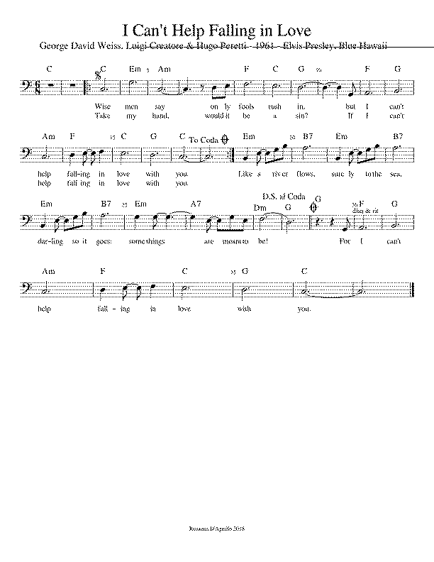 Partitura Can T Help Falling In Love