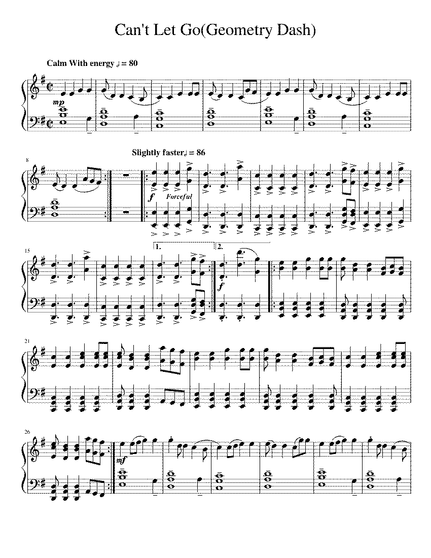 Partitura Can't Let Go