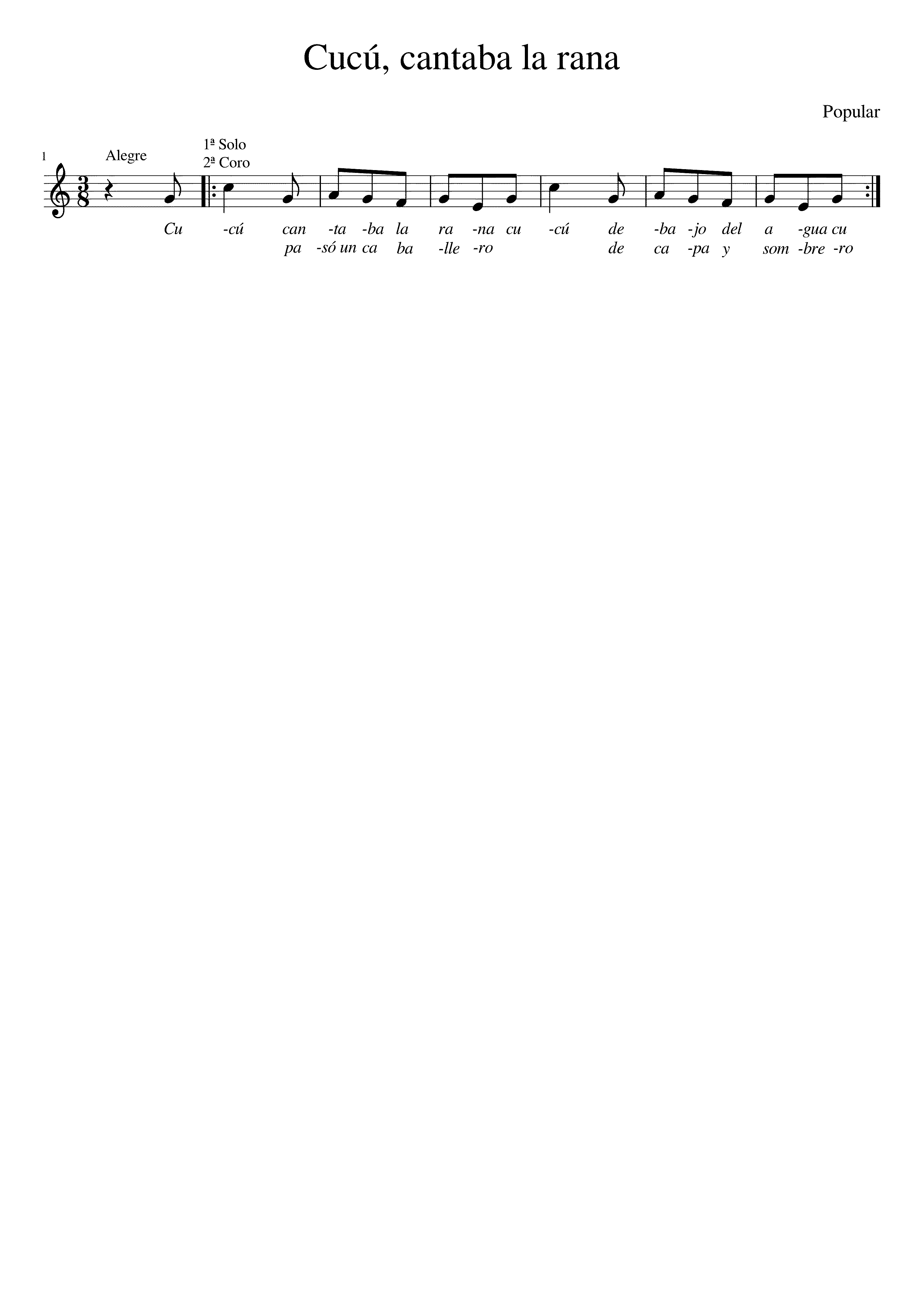 Partitura Cantaba La Rana