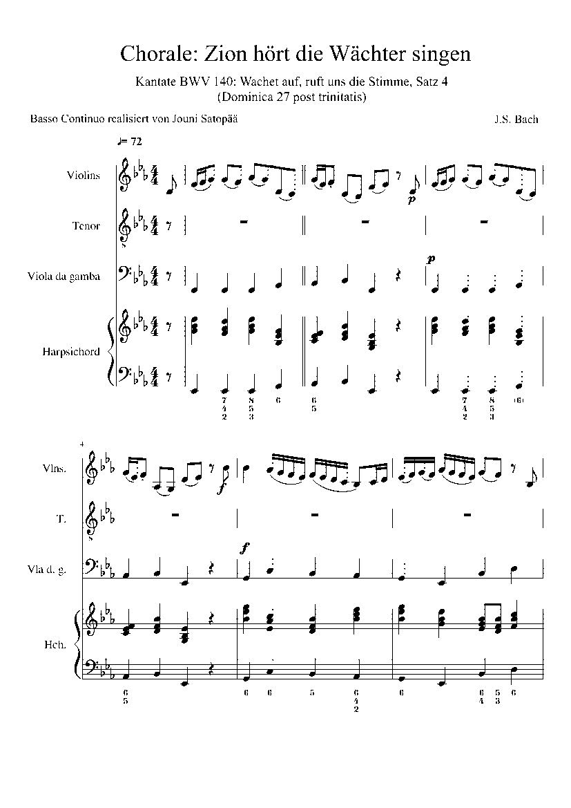 Partitura Cantata 140 Bach