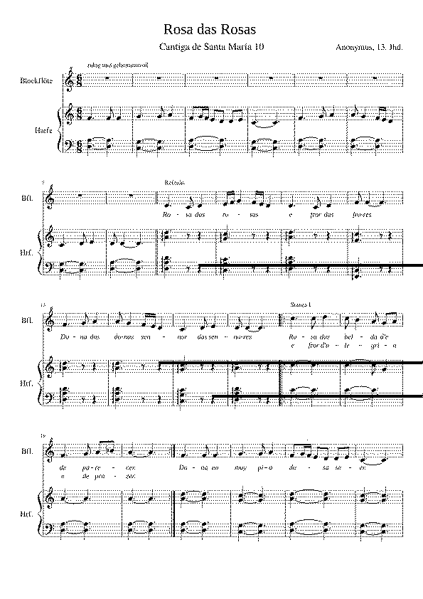 Partitura Cantiga 10 Rosa Das Rosas