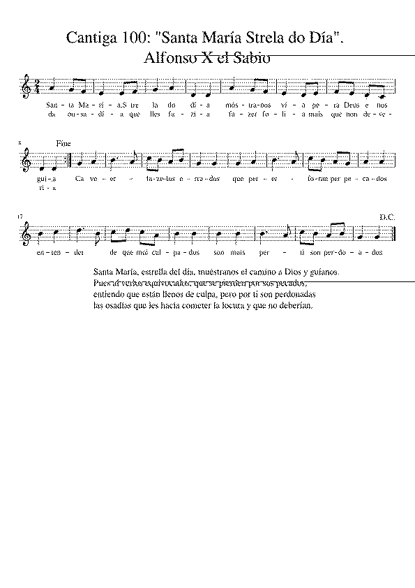 Partitura Cantiga 100