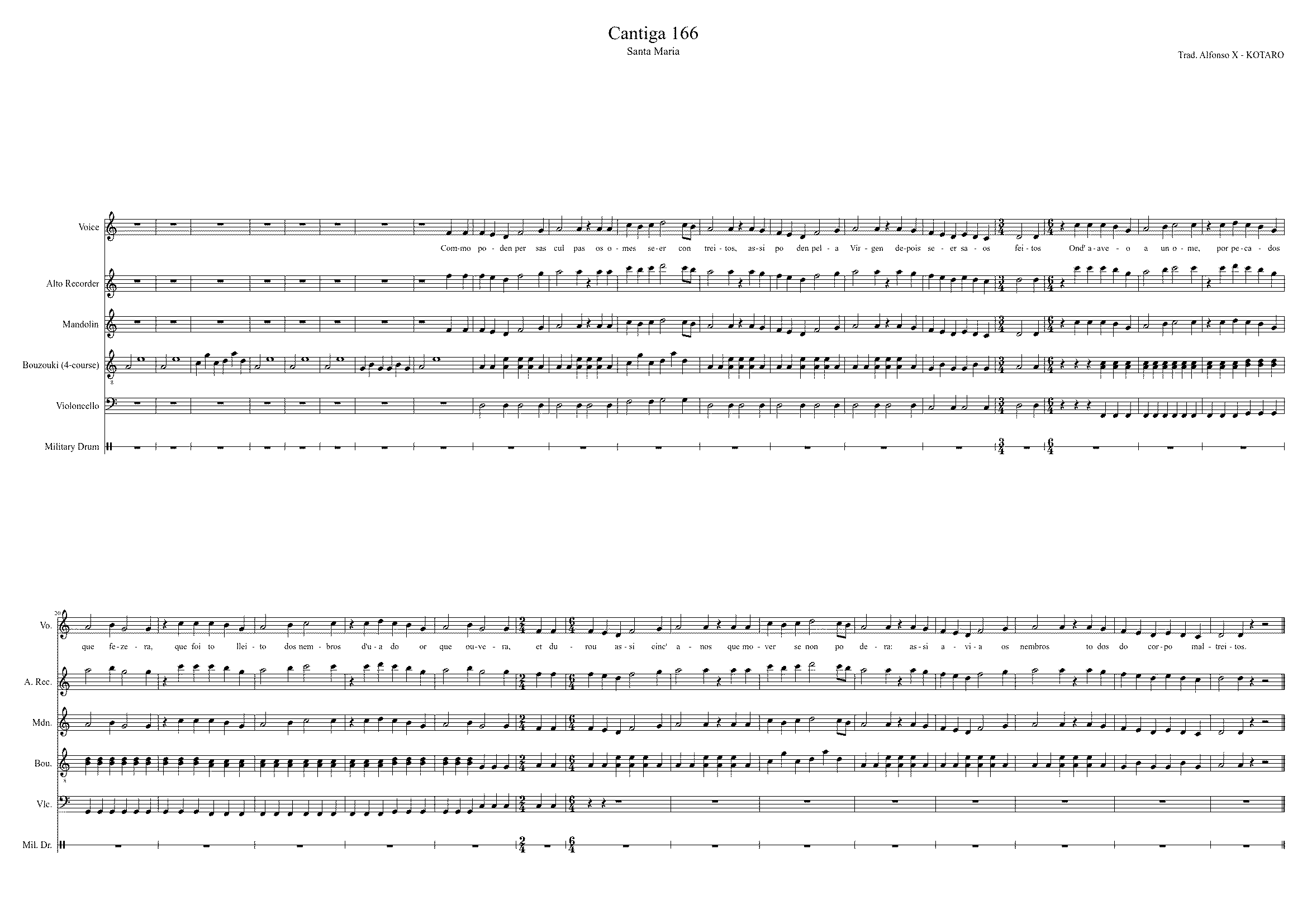 Partitura Cantiga 166