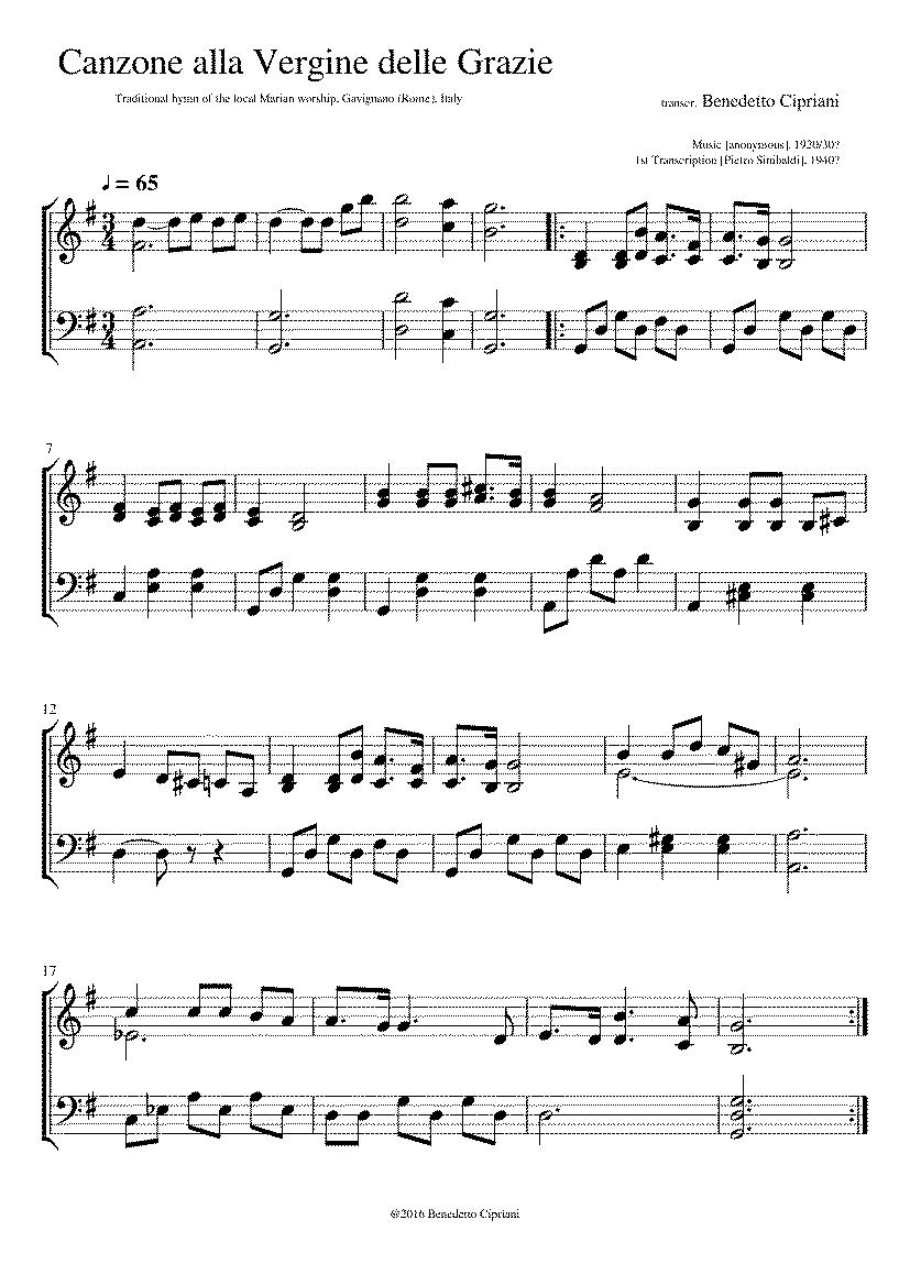 Partitura Canzone Per Te