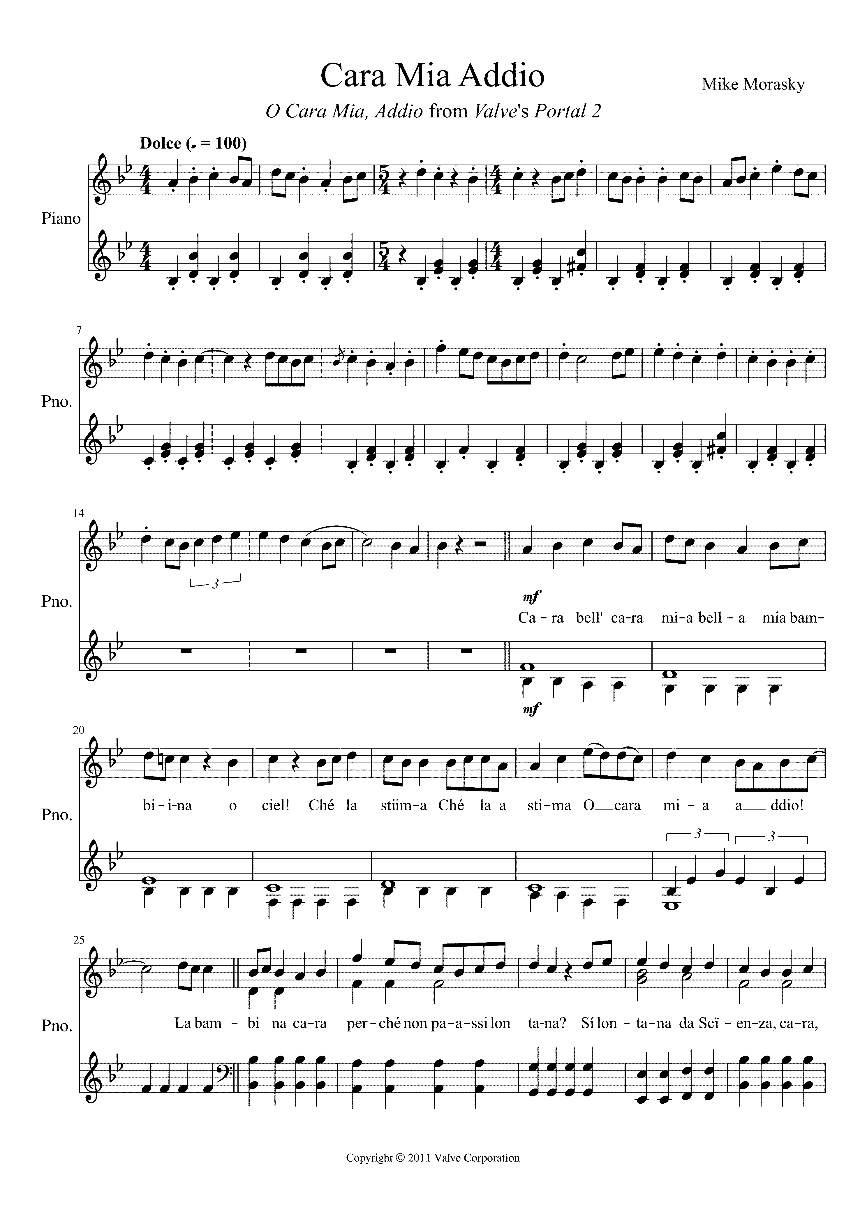 Partitura Cara a Cara