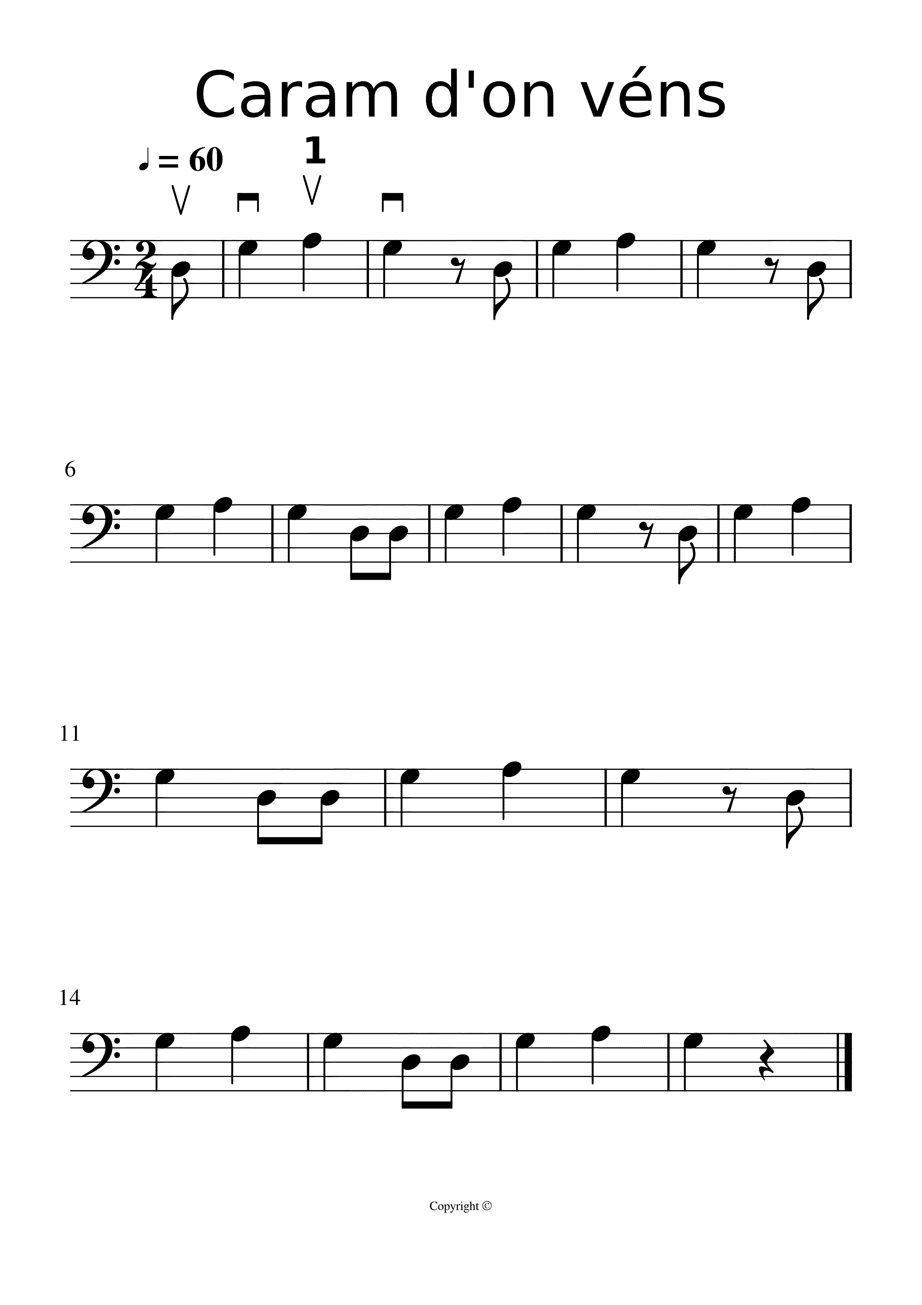 Partitura Caram D'on Vens