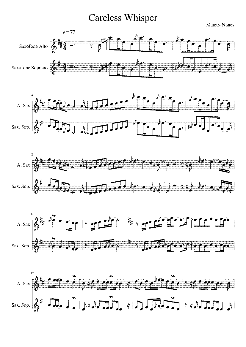 Partitura Careless Whisper