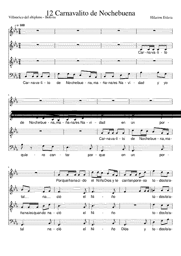 Partitura Carnavalito de Nochebuena