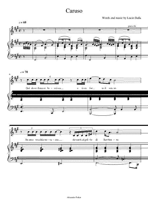 Partitura Caruso Lucio Dalla