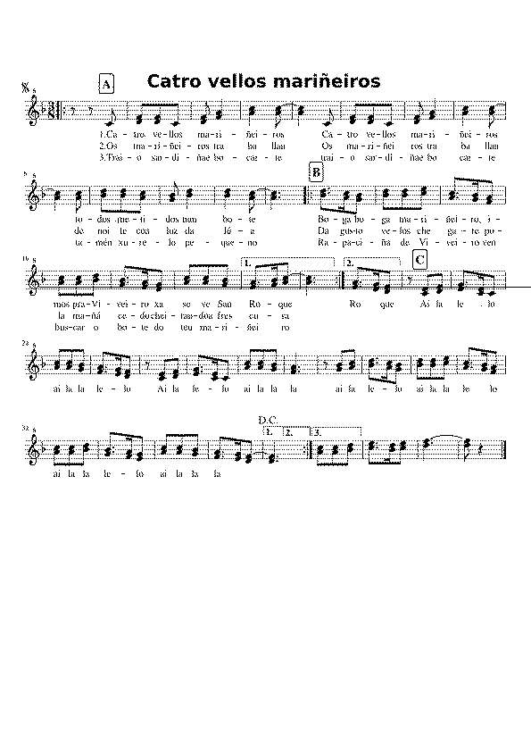 Partitura Catro Vellos Mariñeiros