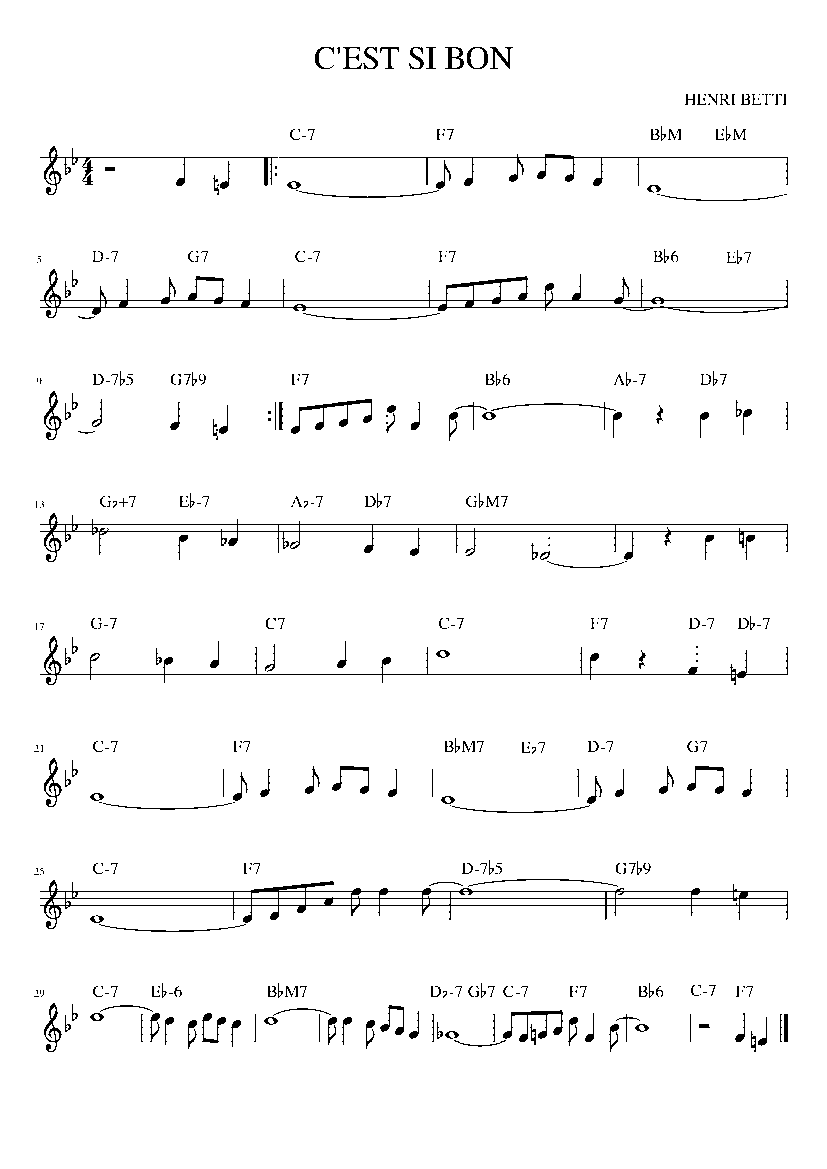 Partitura C'est Si Bon