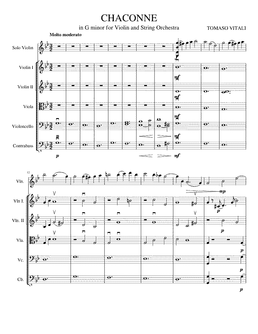 Partitura Chaconne Vitali