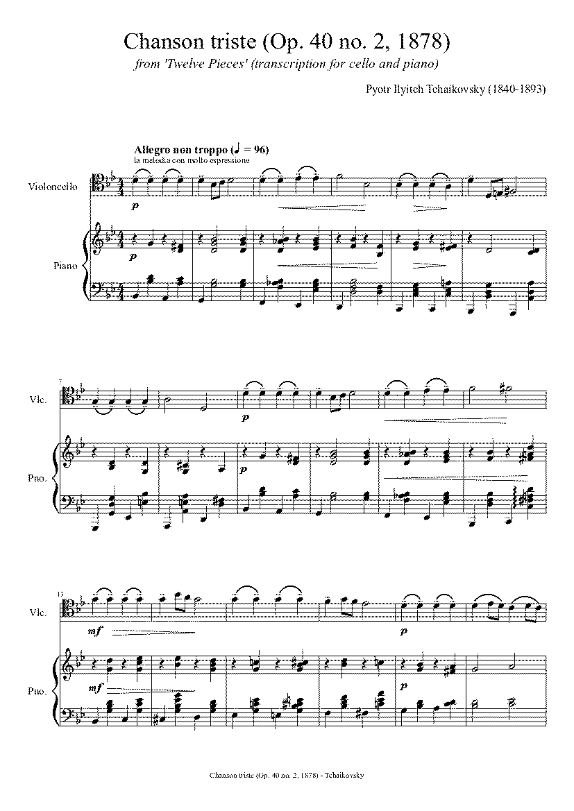 Partitura Chanson