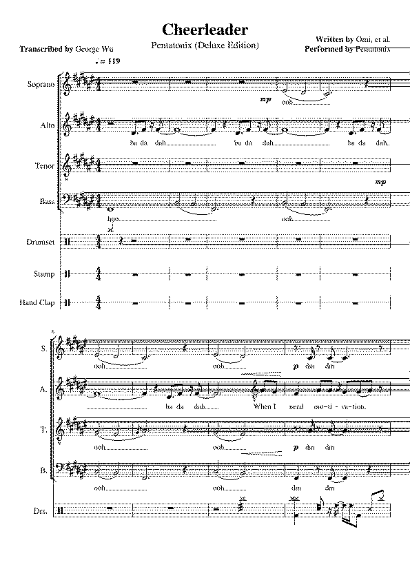 Partitura Cheerleader