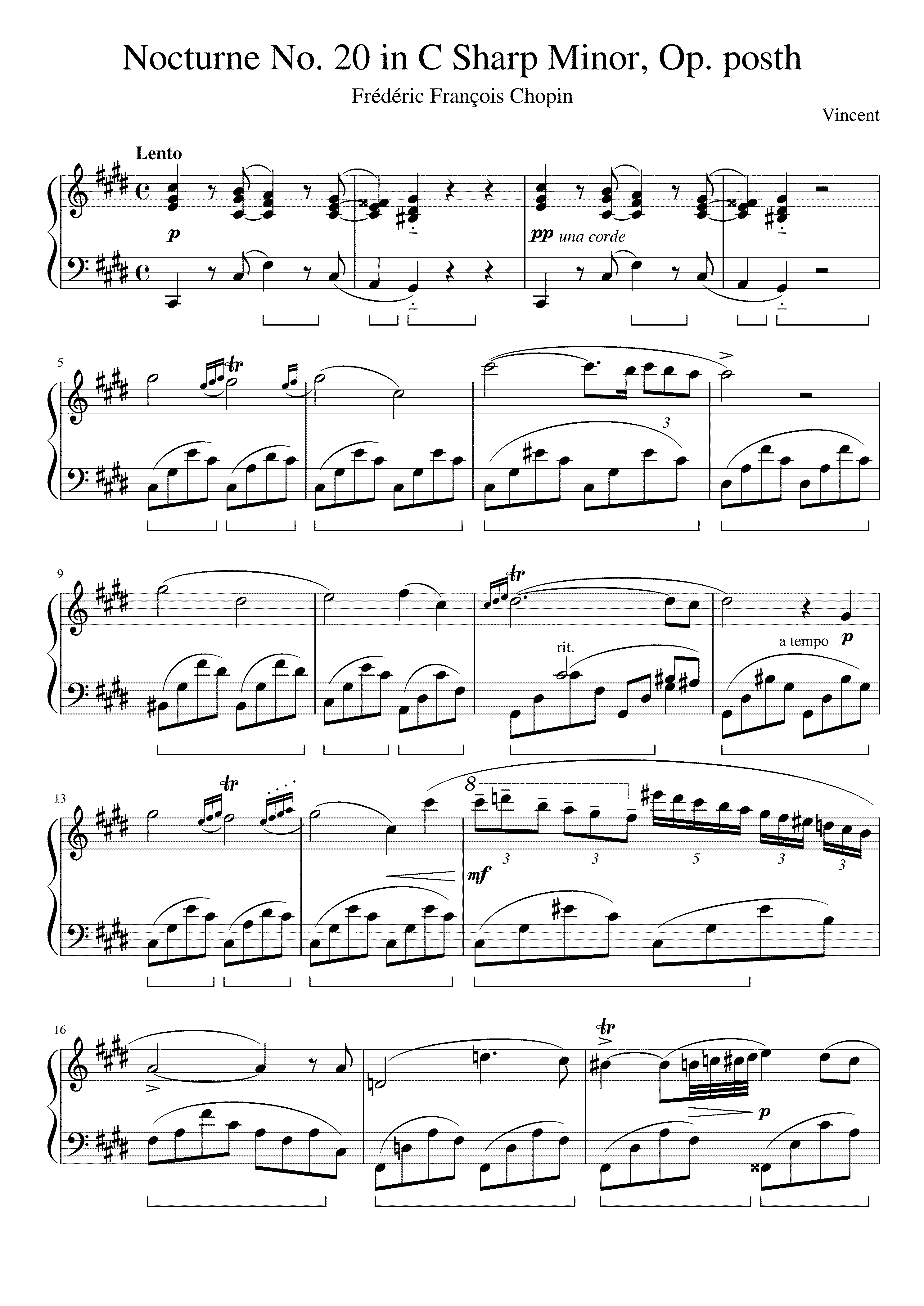 Partitura Chopin Nocturne No 20 In C Sharp Minor