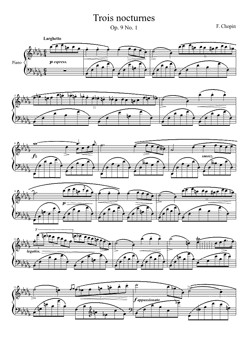 Partitura Chopin Nocturne Op. 9 No. 1