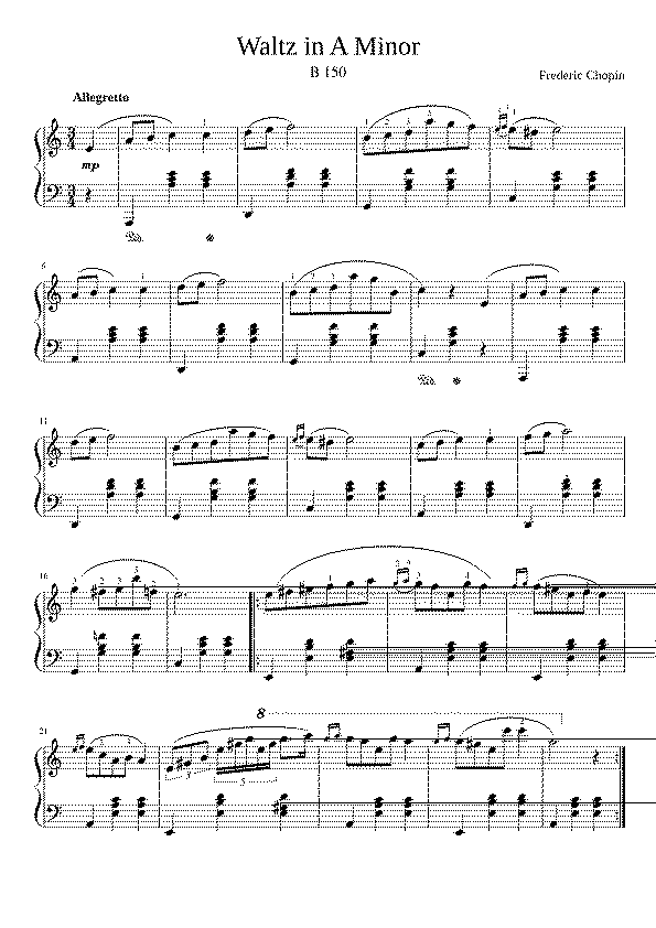 Partitura Chopin Waltz In a Minor