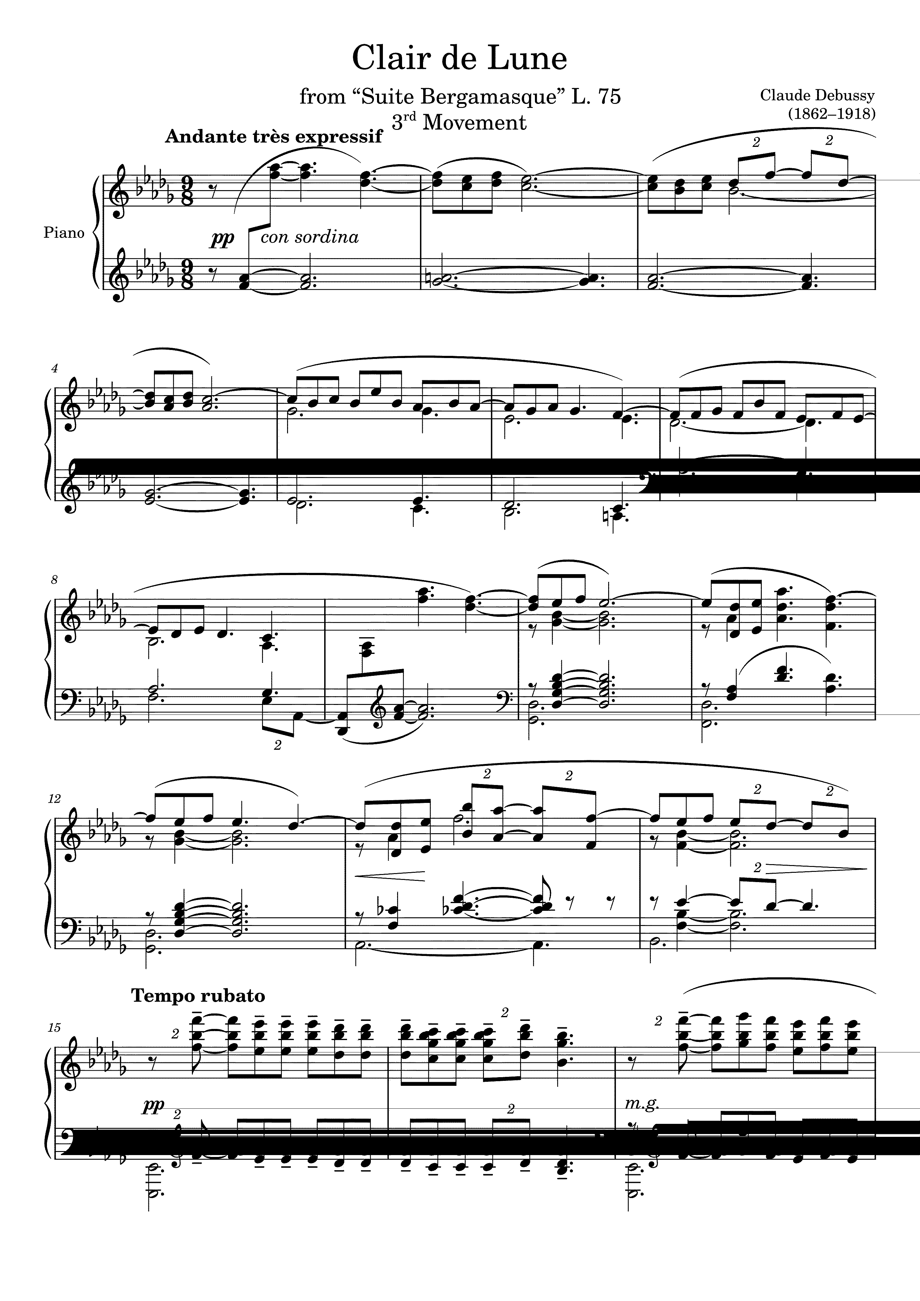 Partitura Clair de Lune Debussy